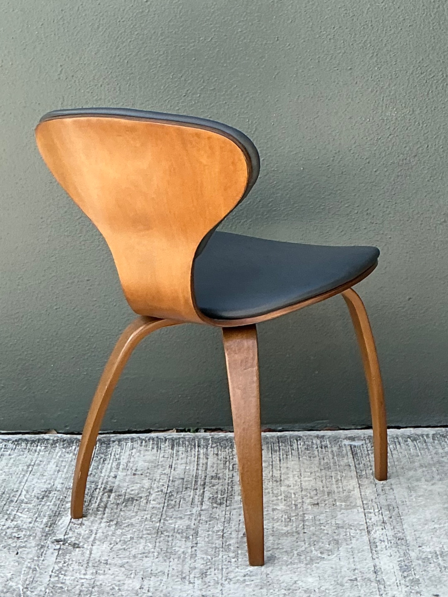 Vintage Wood and Leather Cherner Dining Chair - Detail view