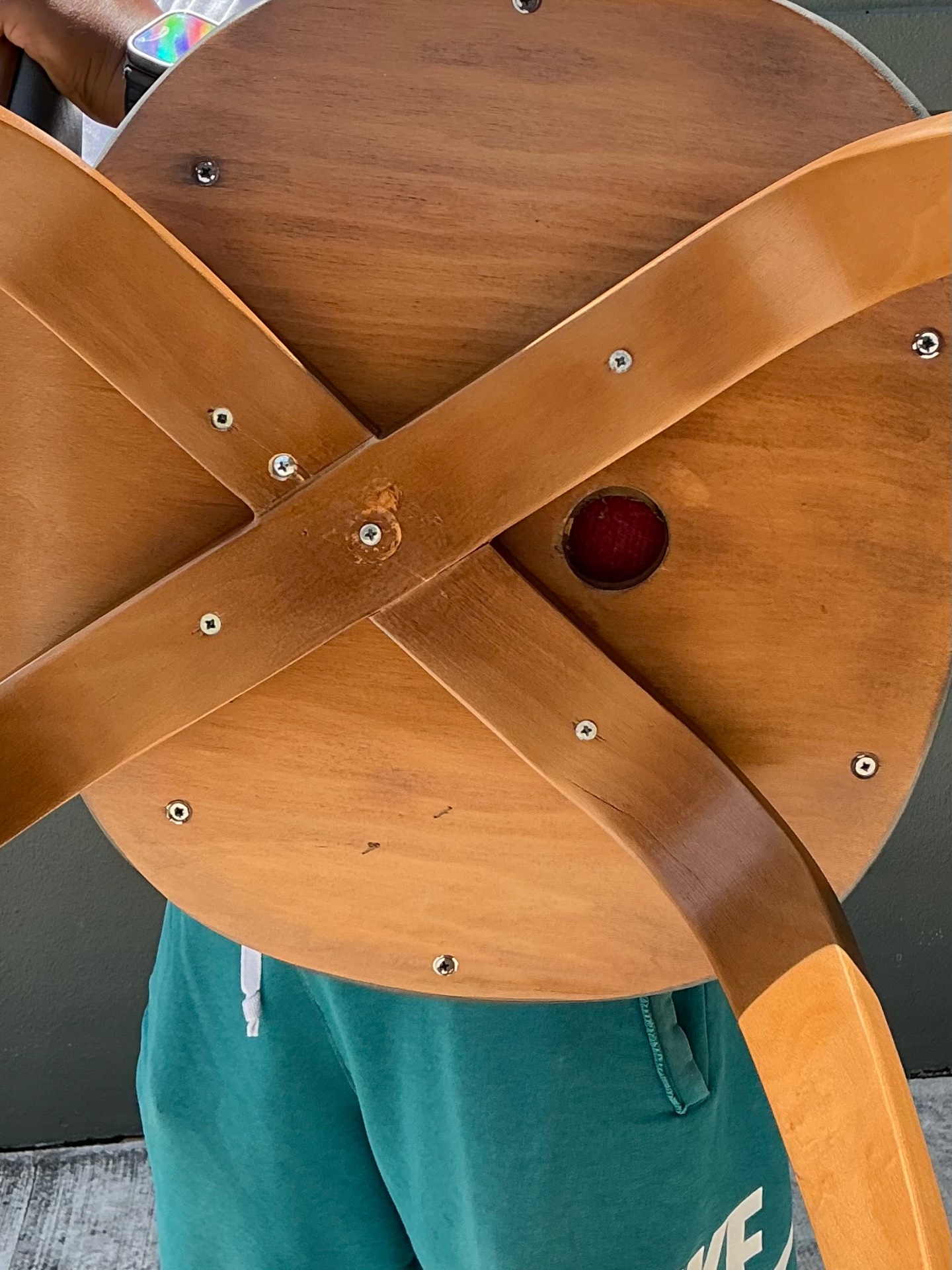 Vintage Wood and Leather Cherner Dining Chair - Detail view