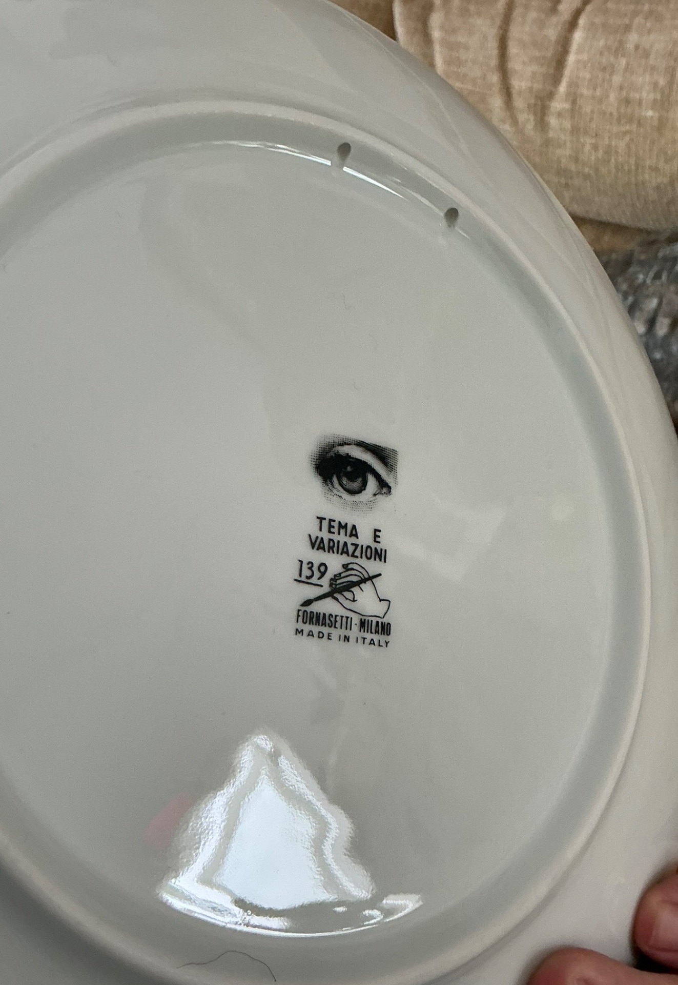 Vintage Fornasetti Tema e Variazioni Plate - Side view