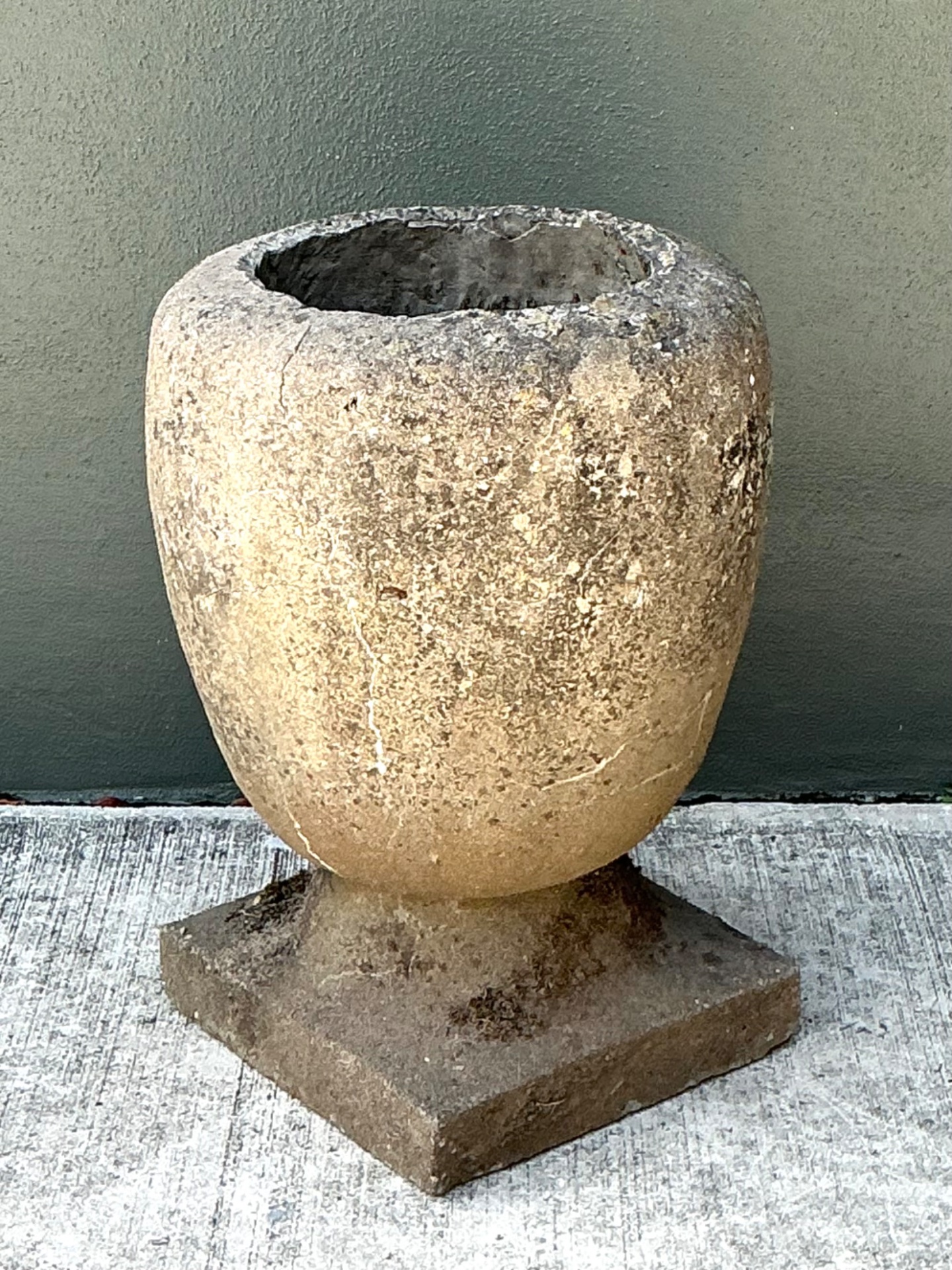 Rustic Stone Garden Planter - Back view