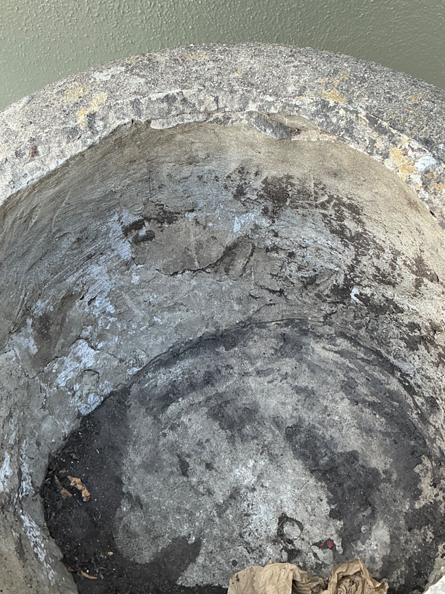 Rustic Stone Garden Planter - Top view