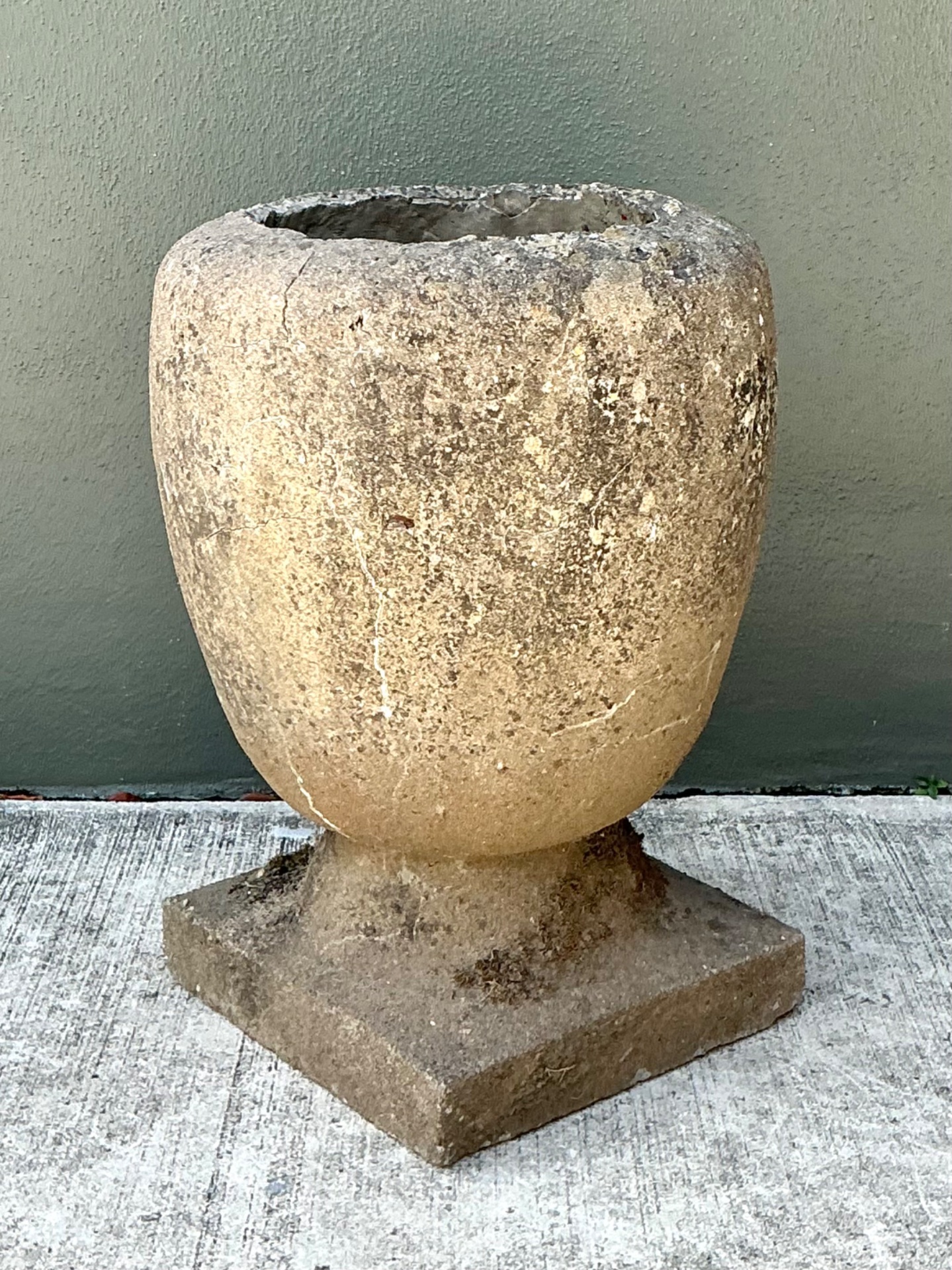 Rustic Stone Garden Planter - Side view