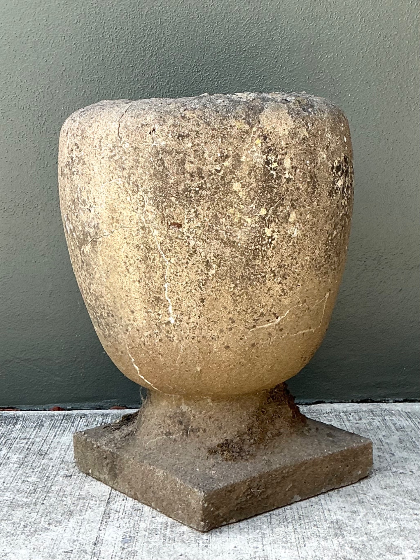 Rustic Stone Garden Planter - Top view