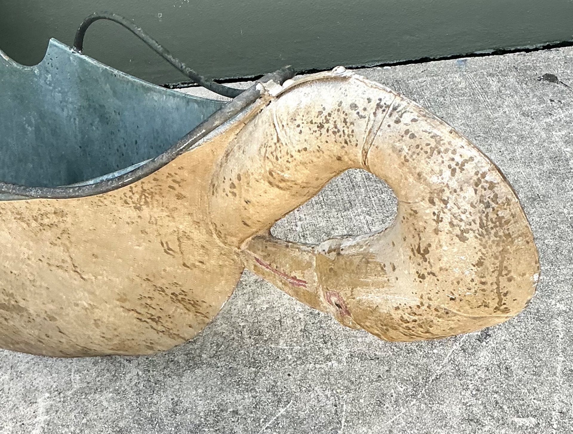 Vintage Distressed Metal Carousel Swan - Detail view