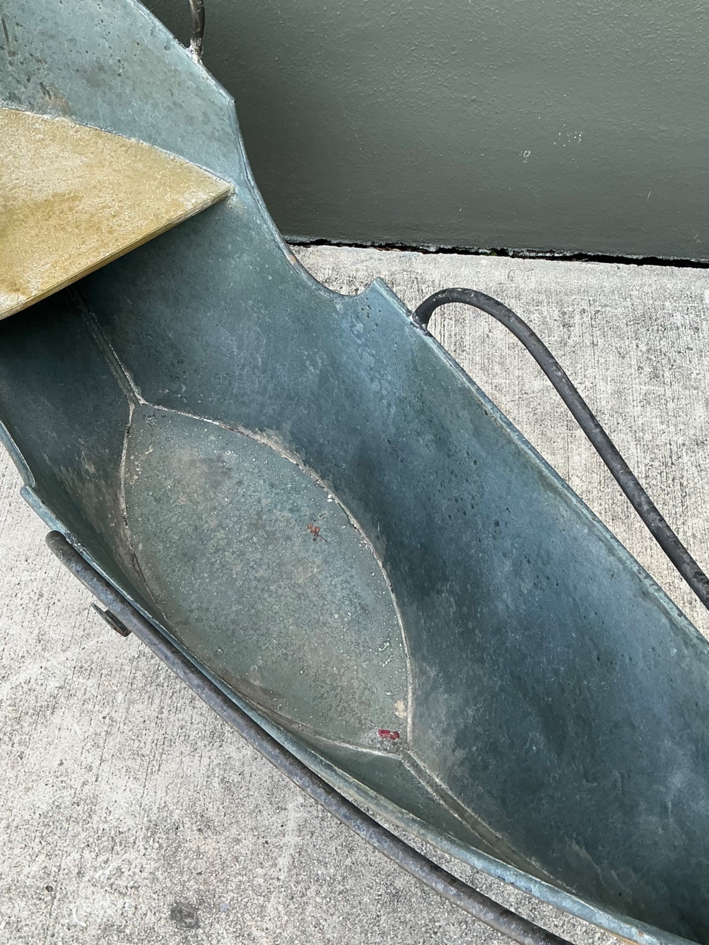 Vintage Distressed Metal Carousel Swan - Back view