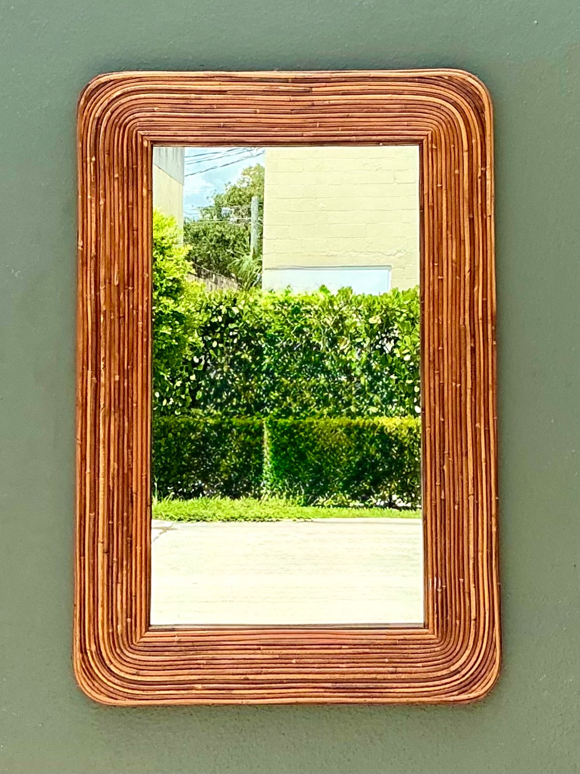 Vintage Pencil Reed Mirror After Gabriella Crespi - Top view
