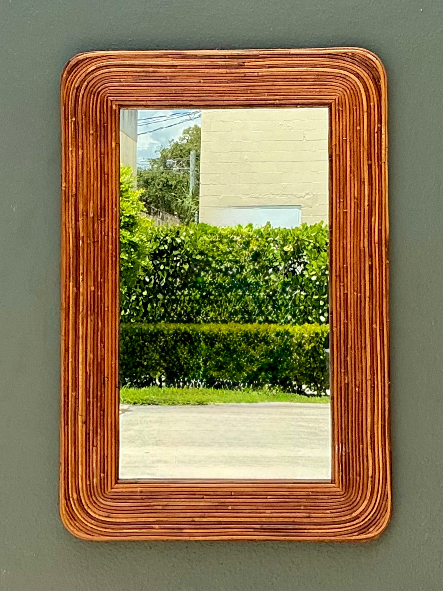 Vintage Pencil Reed Mirror After Gabriella Crespi - Back view