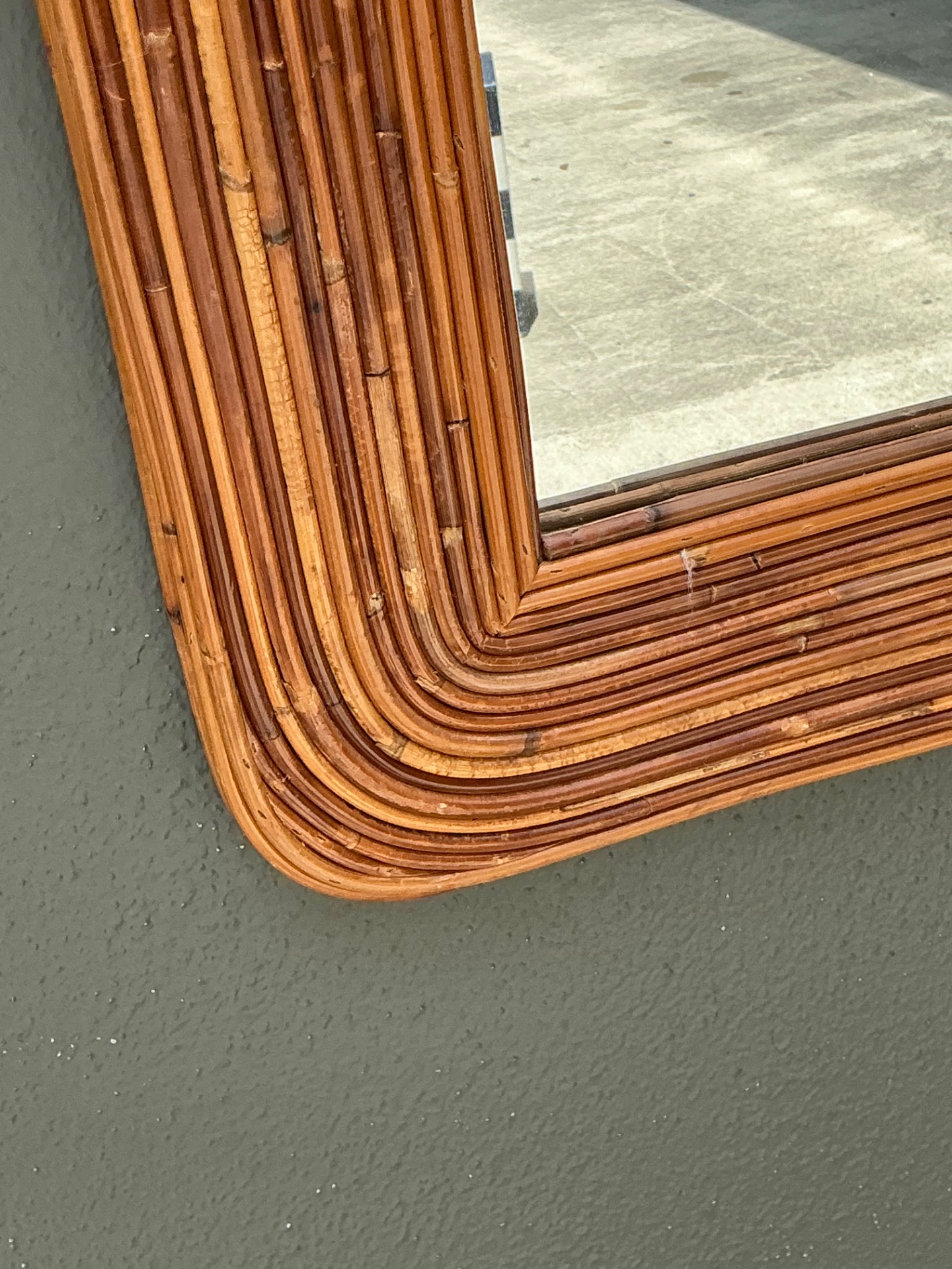 Vintage Pencil Reed Mirror After Gabriella Crespi - Side view