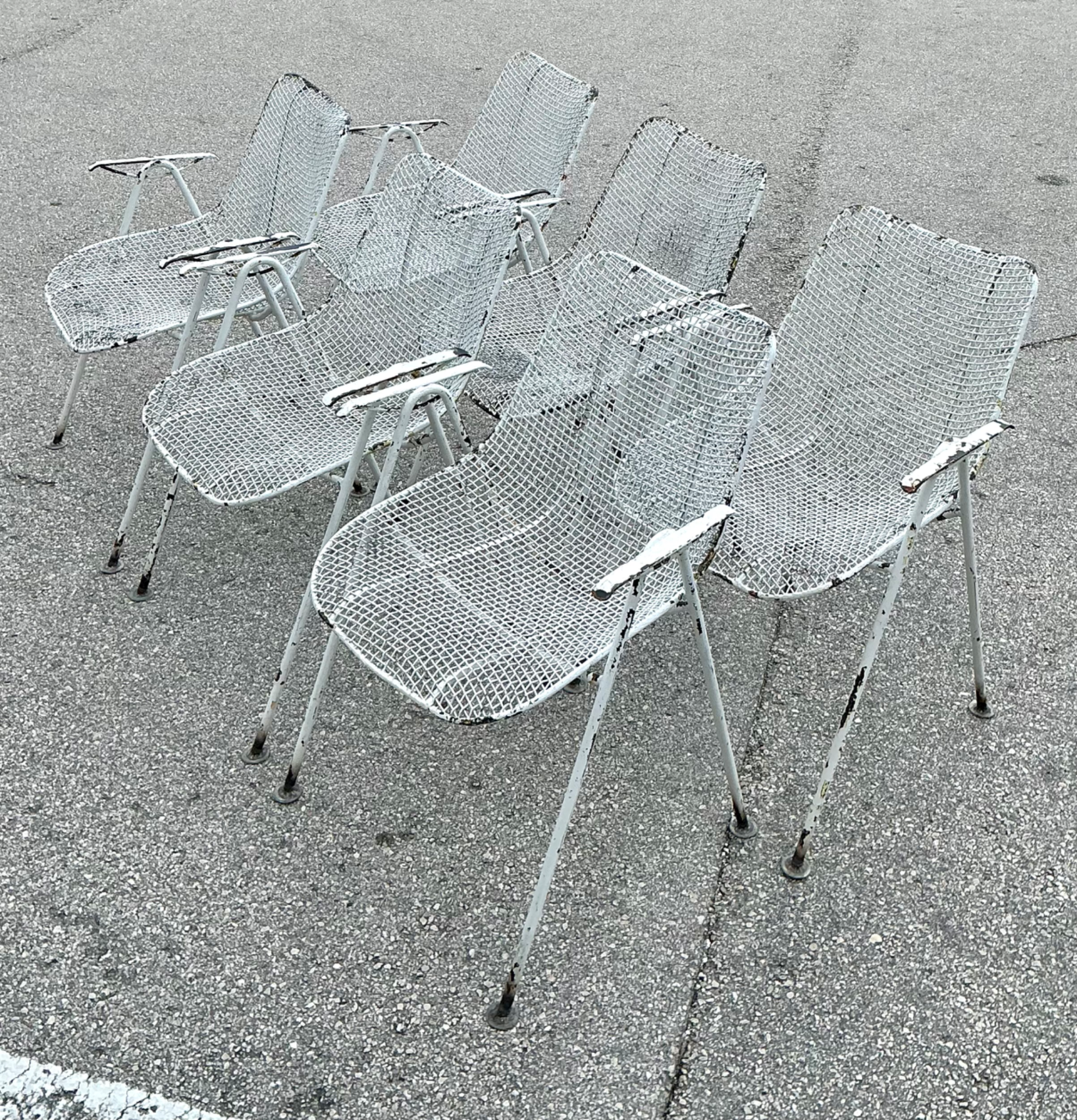 Vintage MCM Russell Woodard Wire Mesh Patio Chairs - Set of 6 - Back view