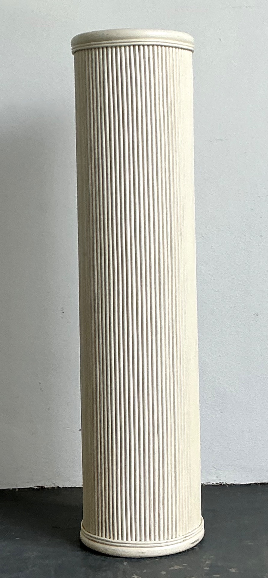 Vintage White Painted Rattan Pedestal - Side view