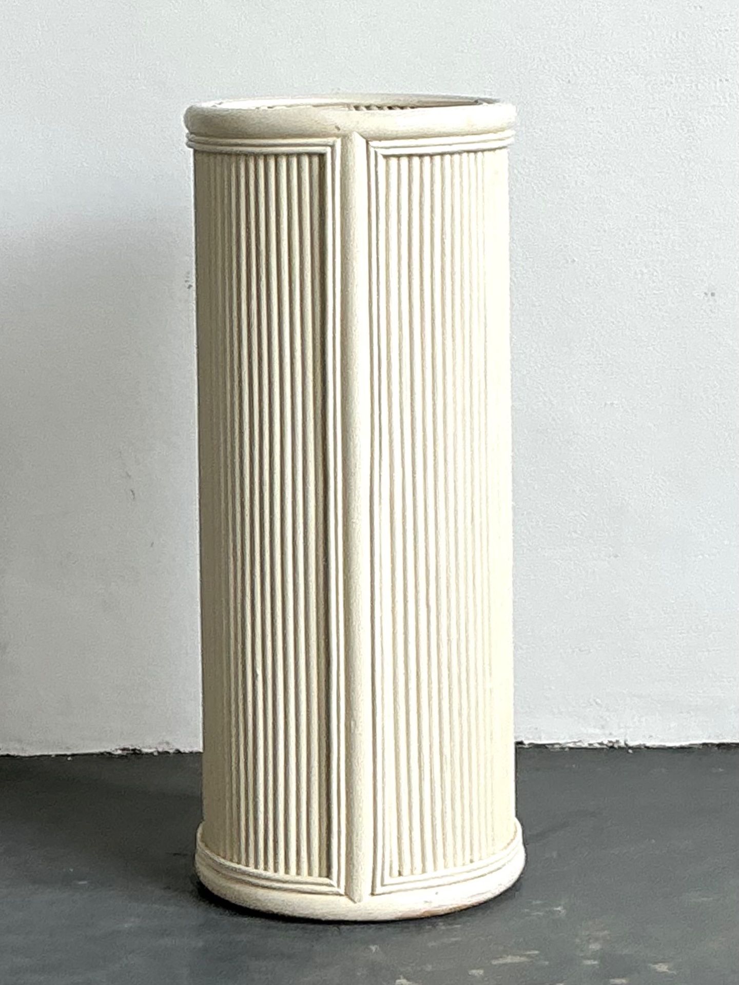 Vintage Painted Rattan Pedestal - Side view