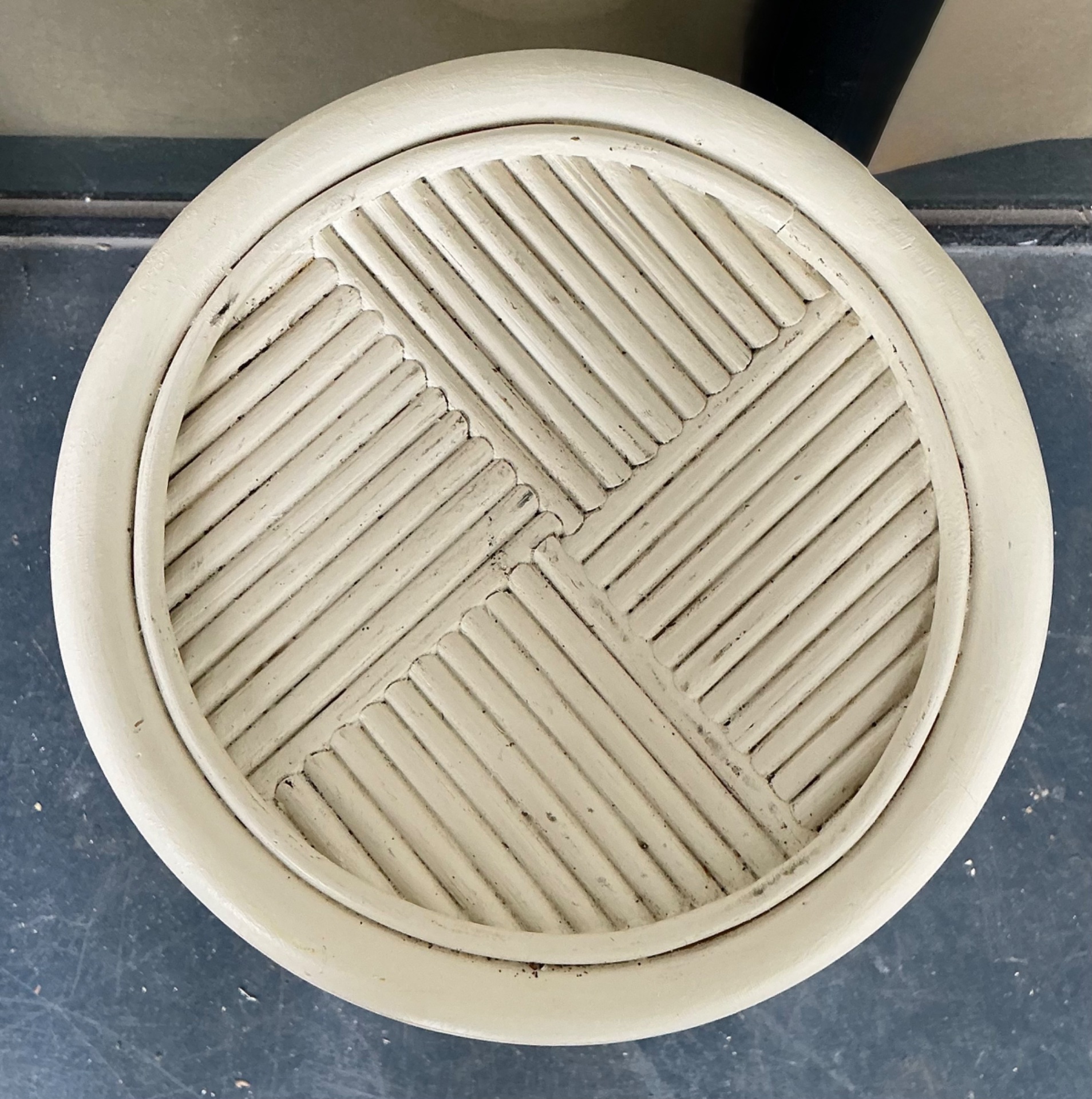 Vintage Painted Rattan Pedestal - Top view