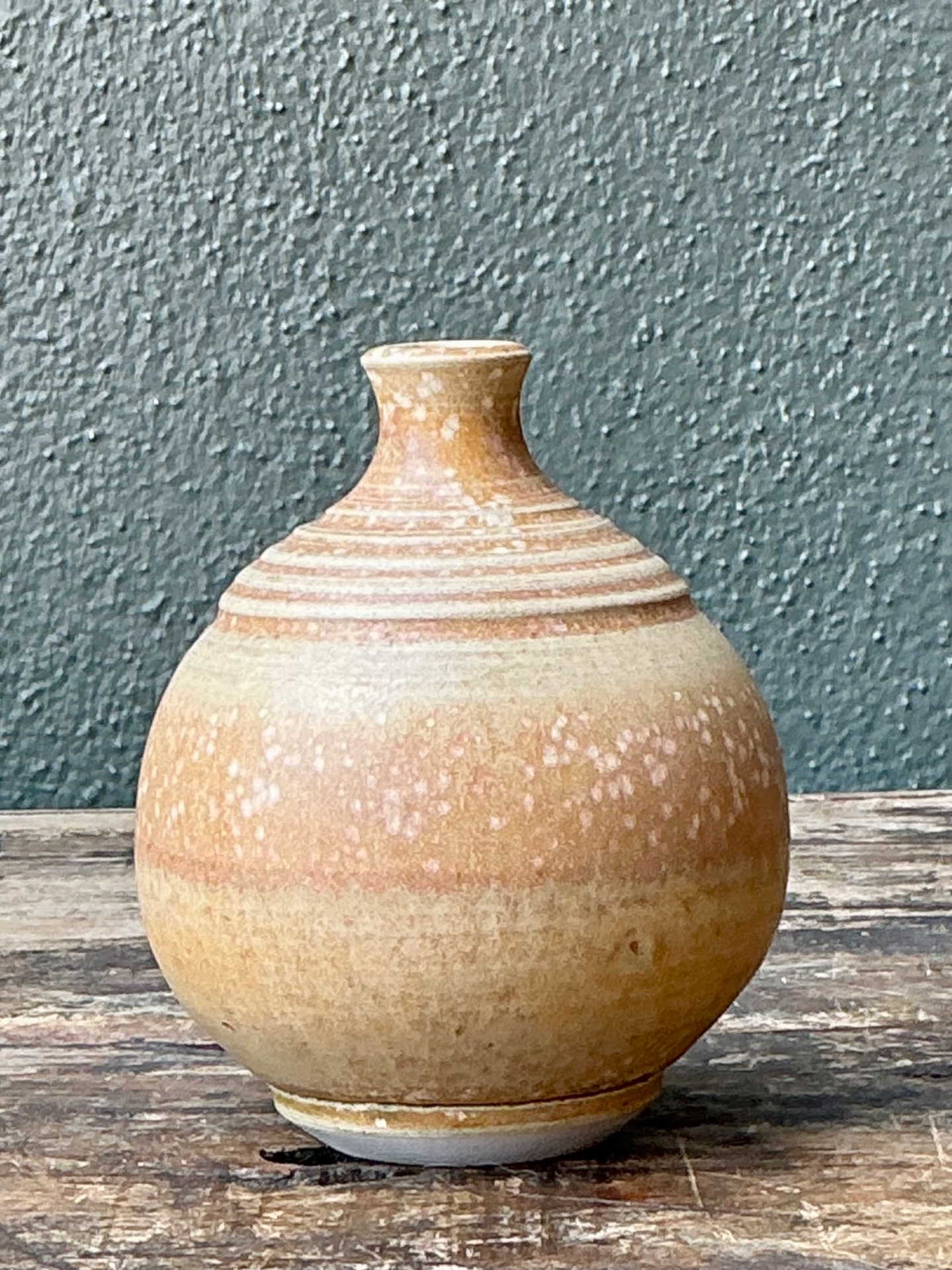 Vintage Studio Pottery Vase - Cream, 3.25W x 4H - Detail view