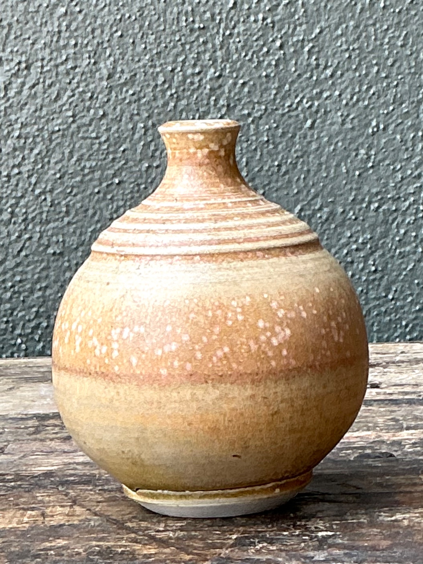 Vintage Studio Pottery Vase - Cream, 3.25W x 4H - Side view