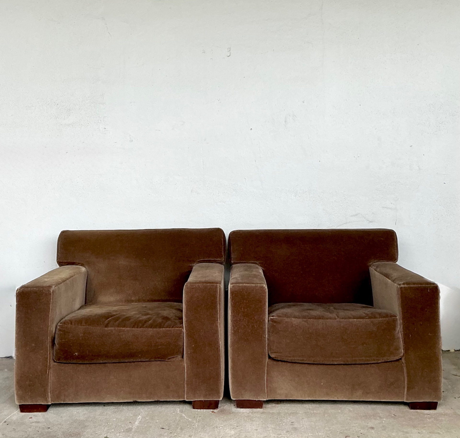 Vintage Ralph Lauren Mohair “Tuxedo” Lounge Chairs - A Pair - Top view