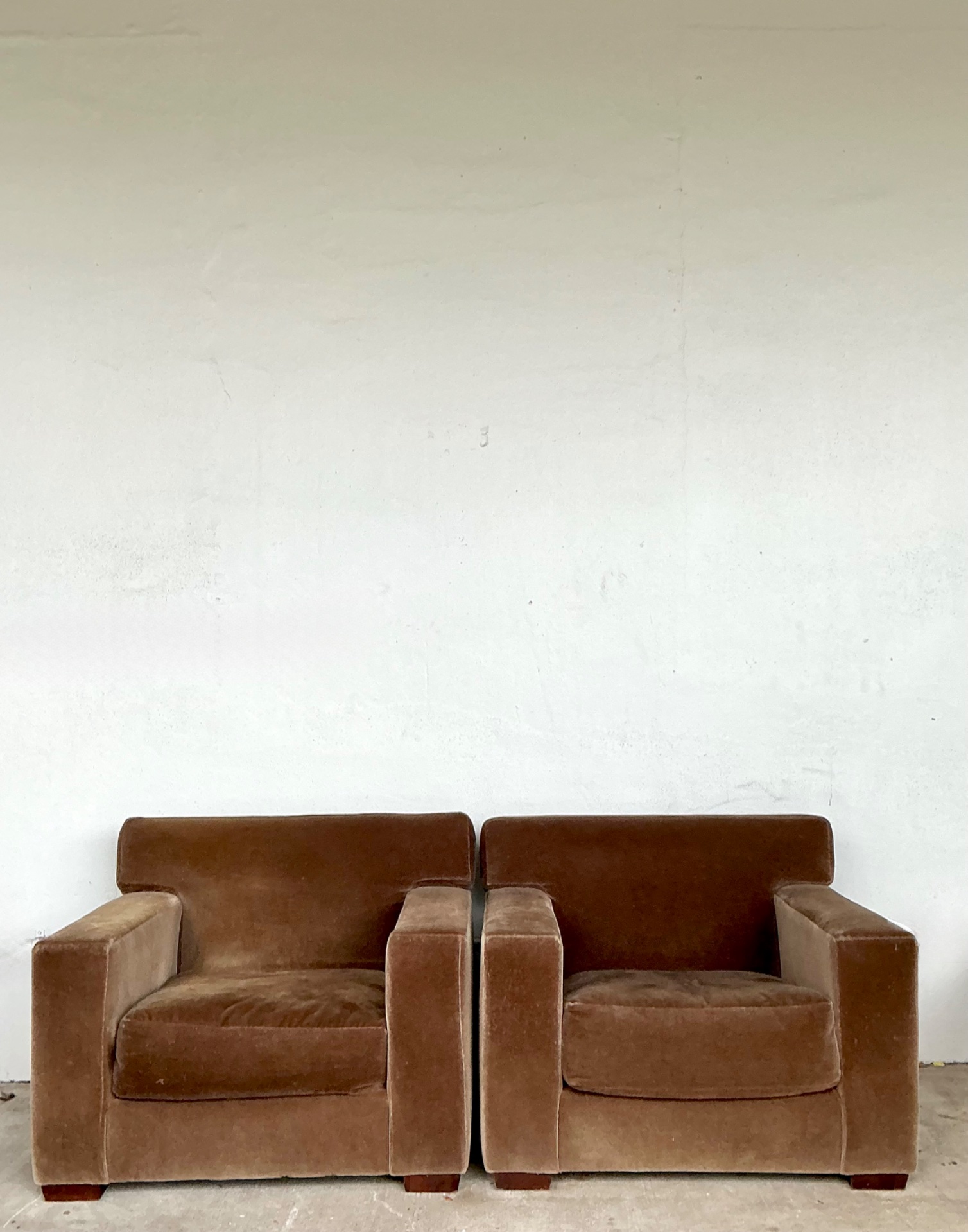 Vintage Ralph Lauren Mohair “Tuxedo” Lounge Chairs - A Pair - Side view