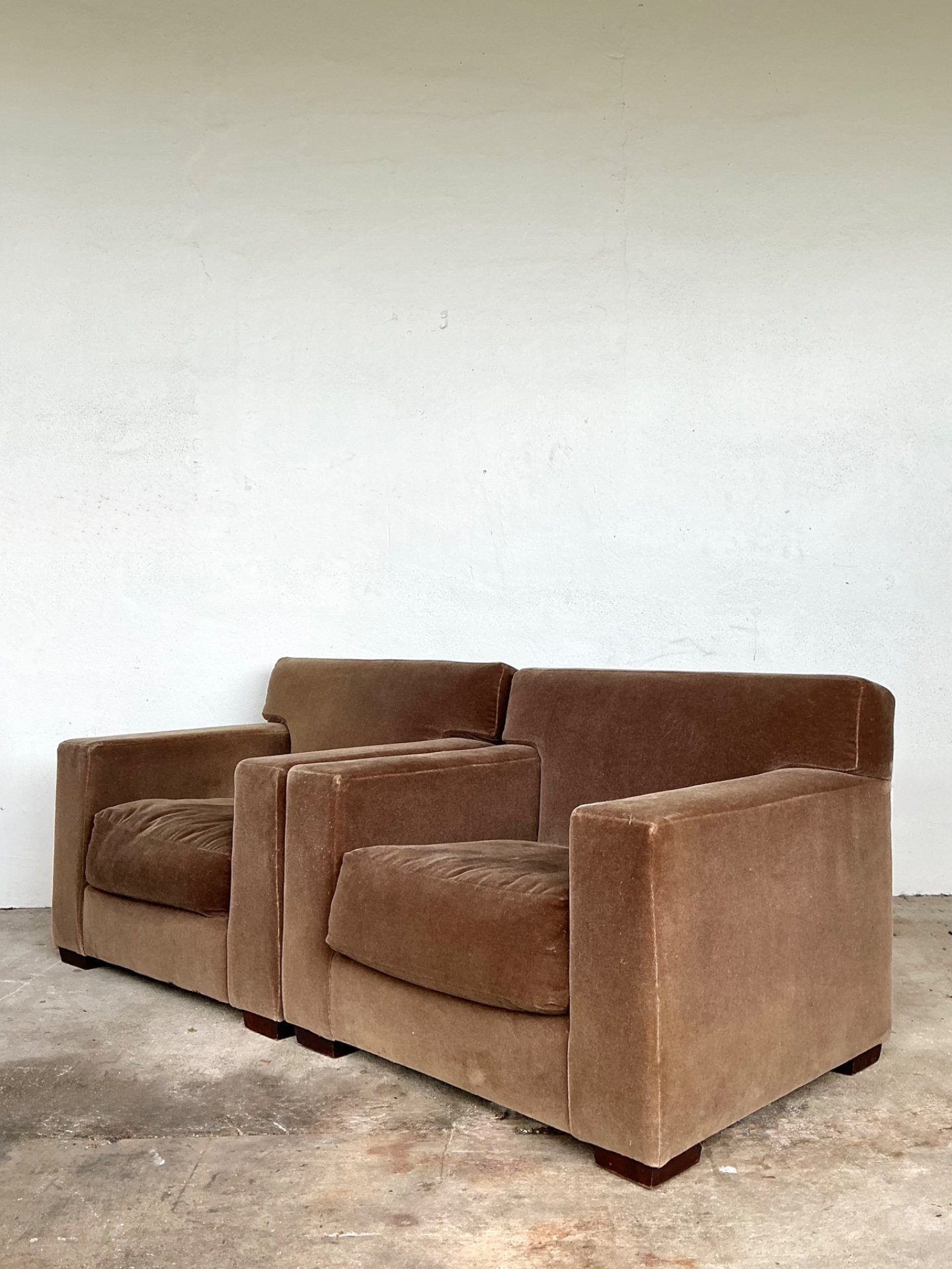 Vintage Ralph Lauren Mohair “Tuxedo” Lounge Chairs - A Pair - Back view