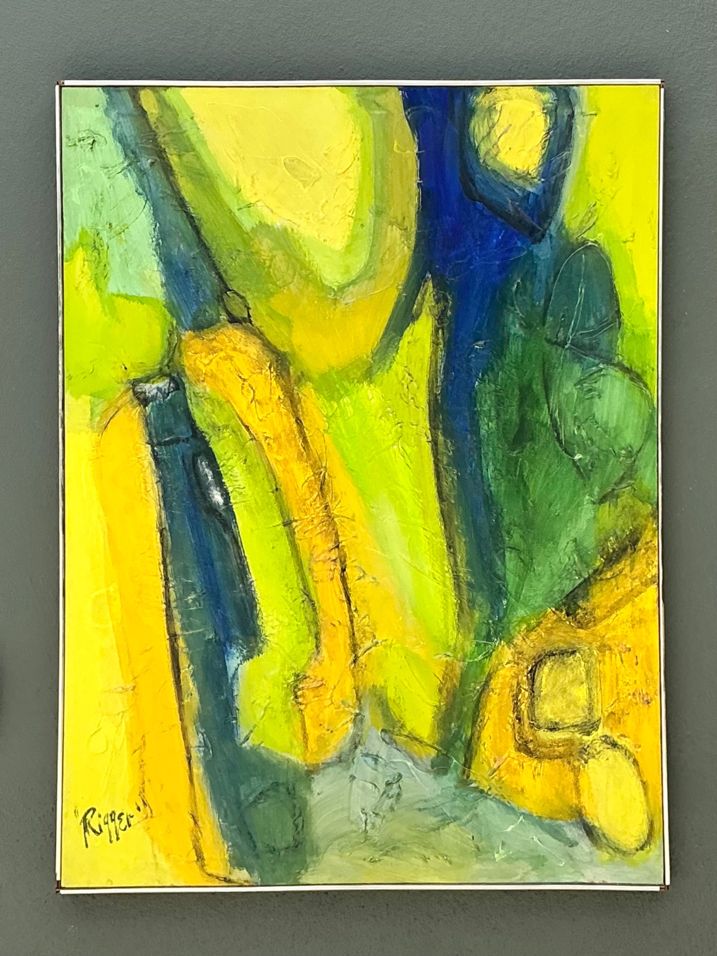 Rieger Signed Abstract Painting - Side view