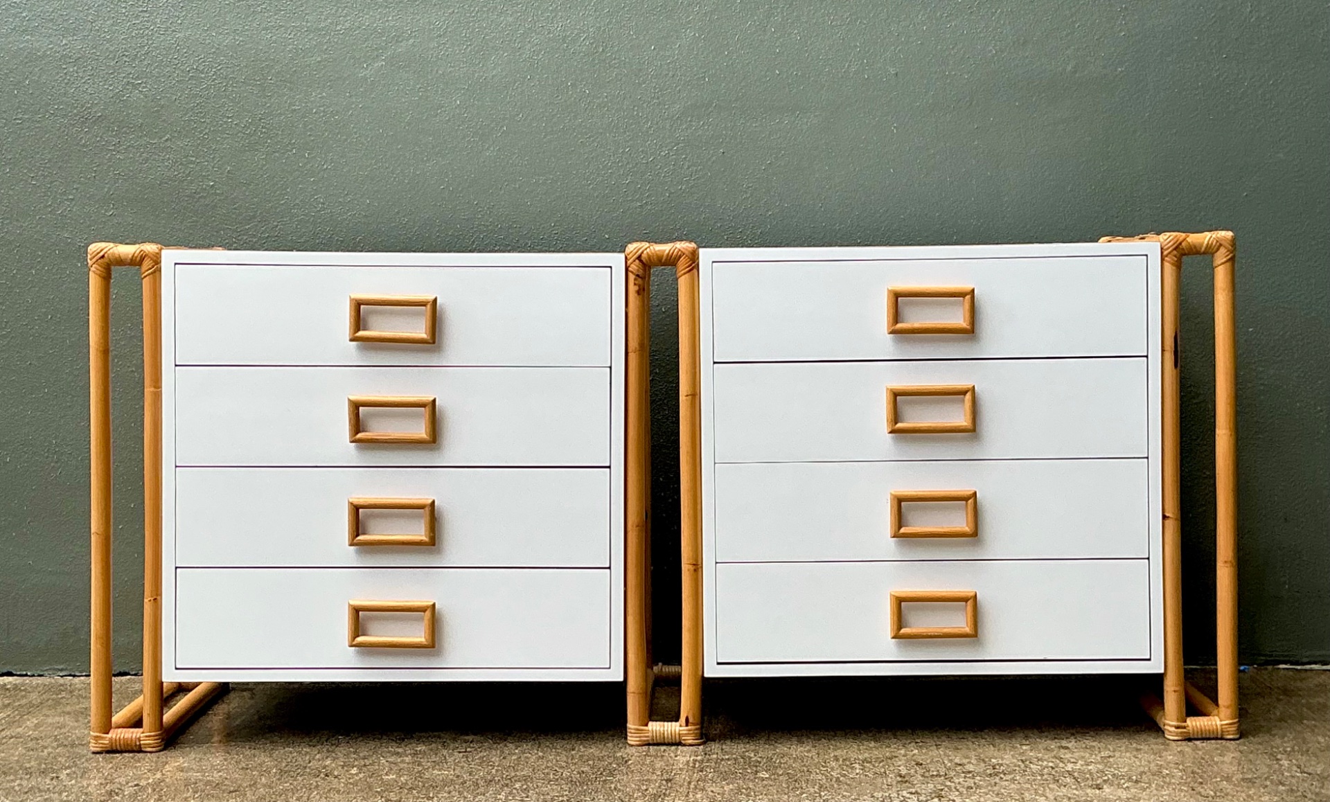 Vintage Rattan and Laminate Dresser - Detail view