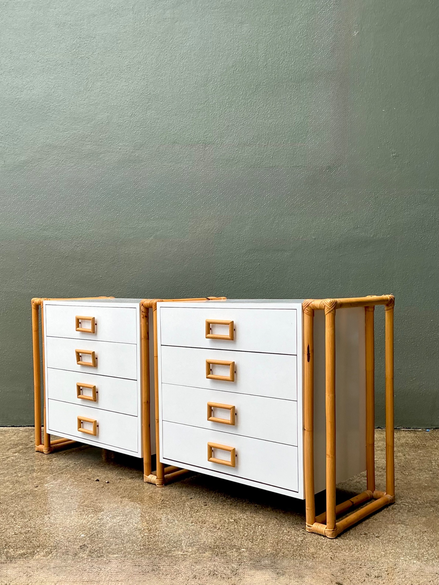 Vintage Rattan and Laminate Dresser - Top view