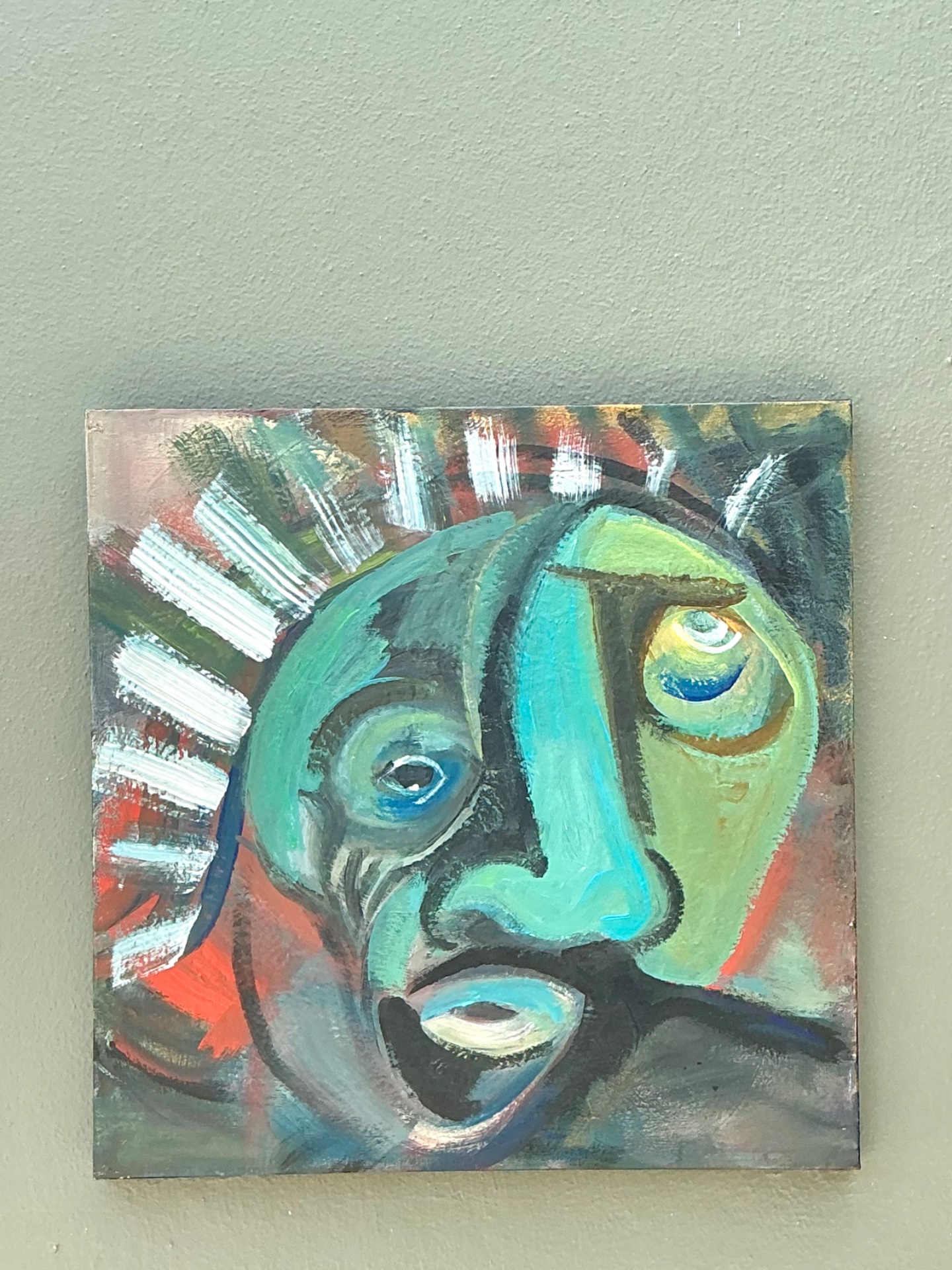 Abstract Expressionist Oil Painting on Canvas - Top view