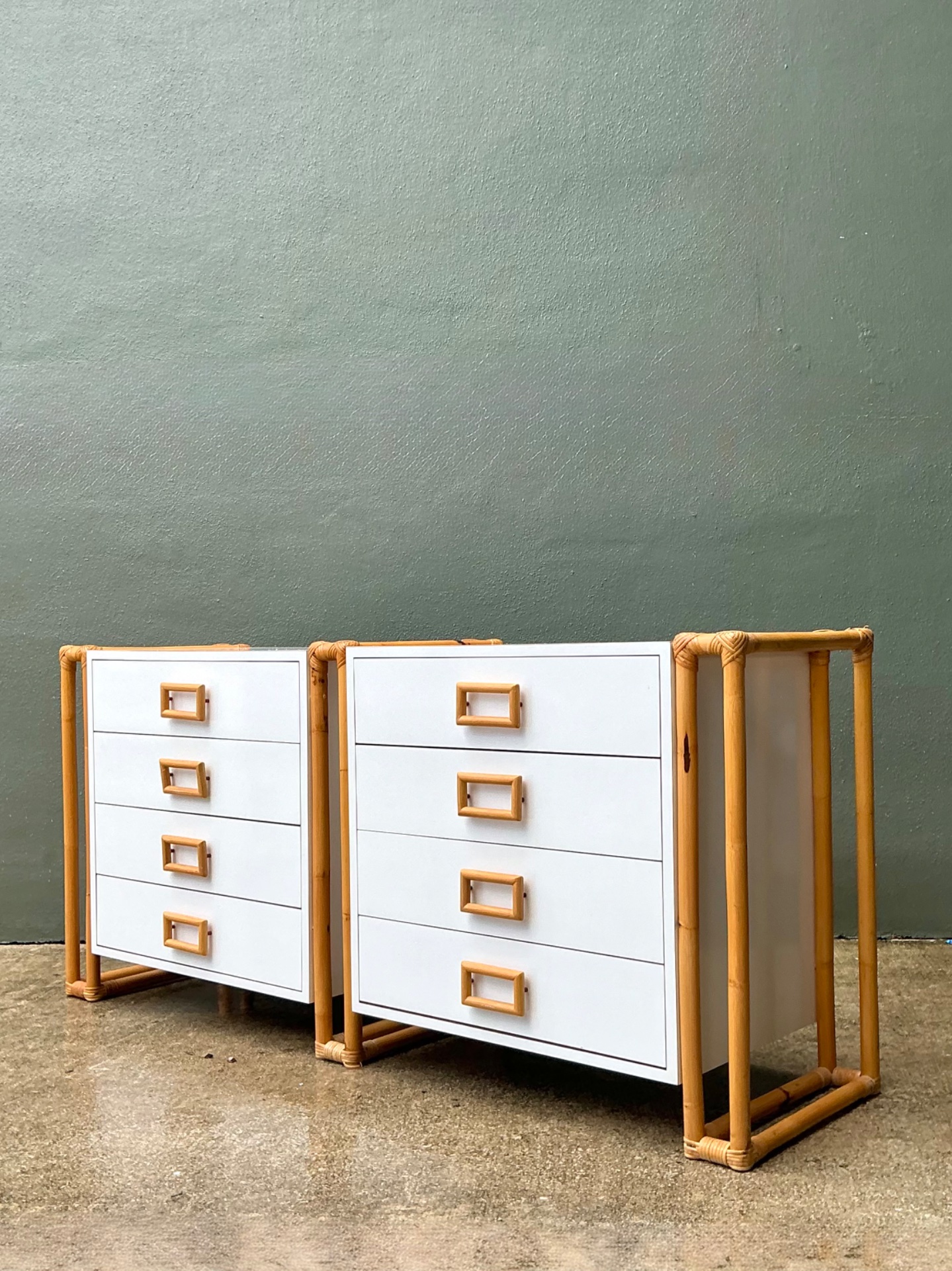 Vintage Rattan and Laminate Dresser - Side view