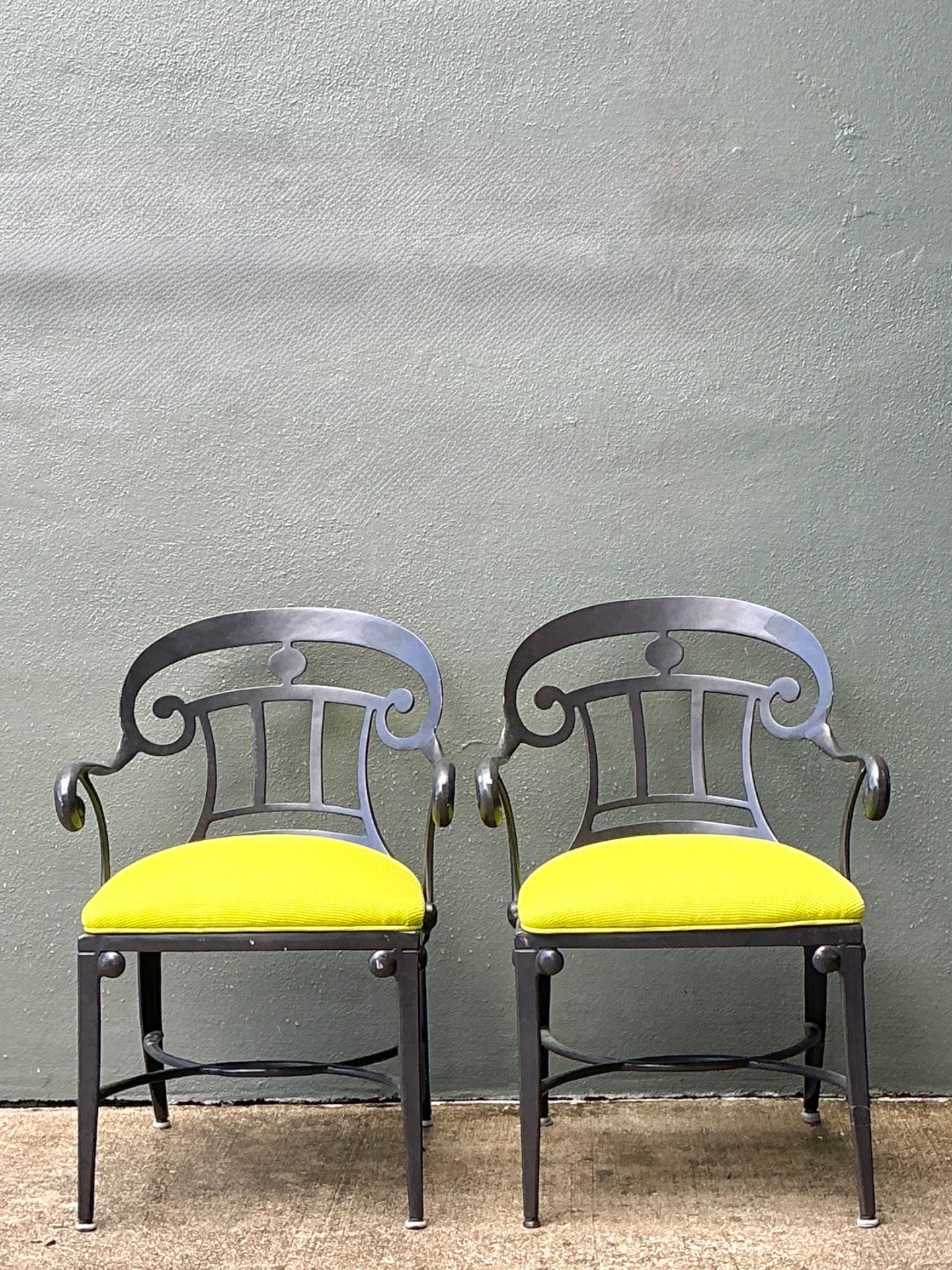 After Veneman Aluminum Armchairs In Ralph Lauren “Salt Marsh” - Pair - Side view