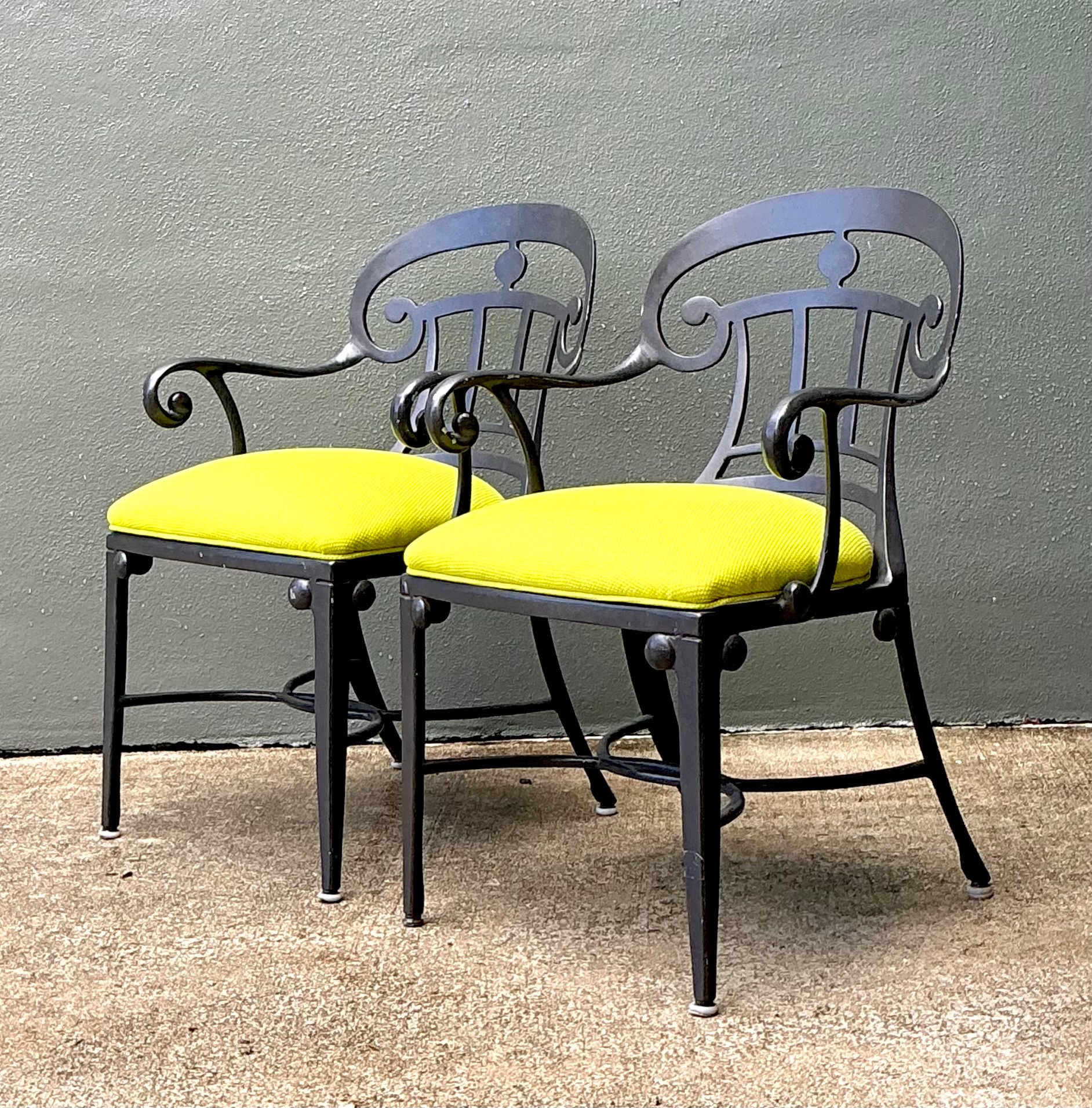 After Veneman Aluminum Armchairs In Ralph Lauren “Salt Marsh” - Pair - Back view