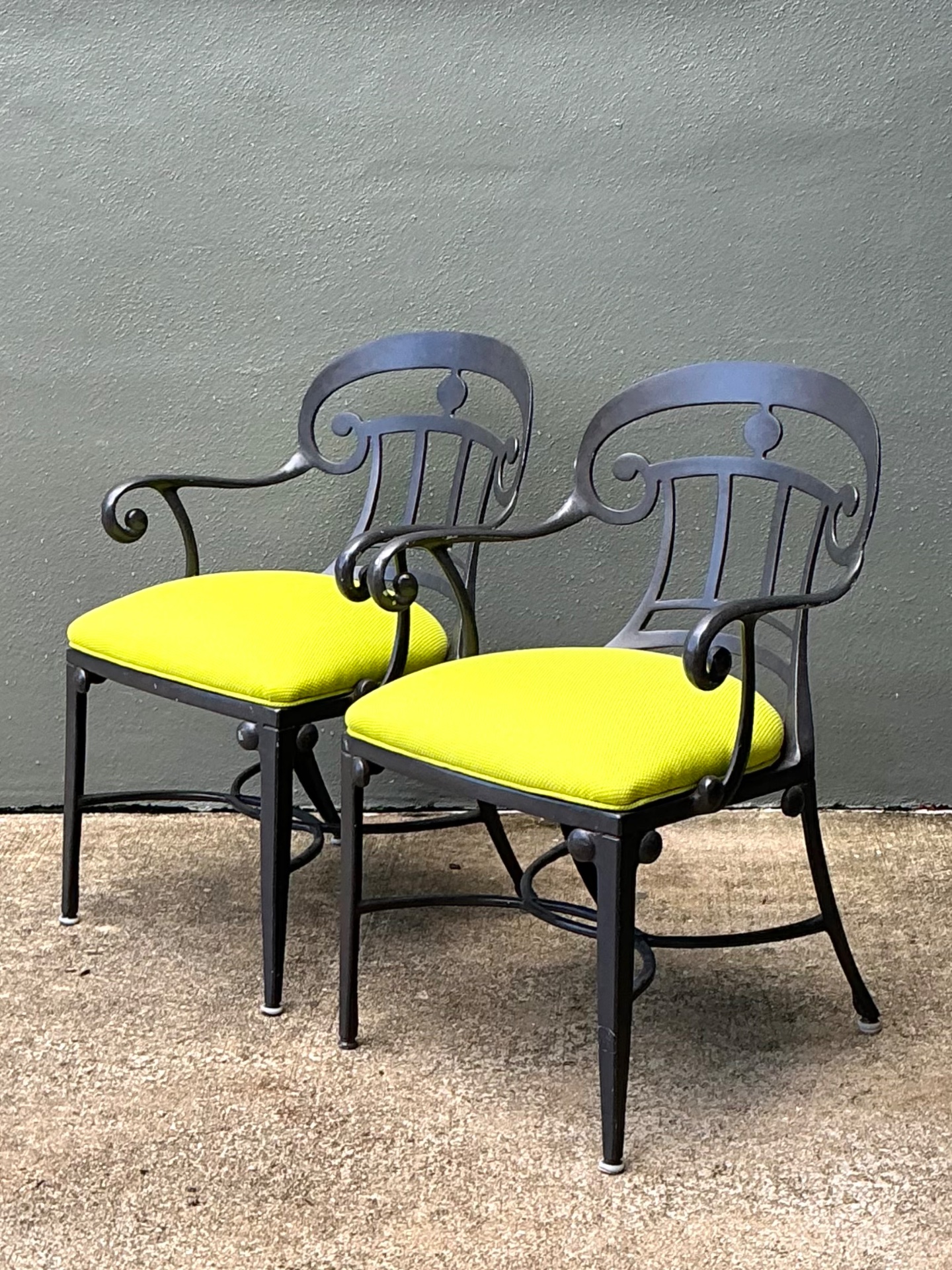 After Veneman Aluminum Armchairs In Ralph Lauren “Salt Marsh” - Pair - Top view