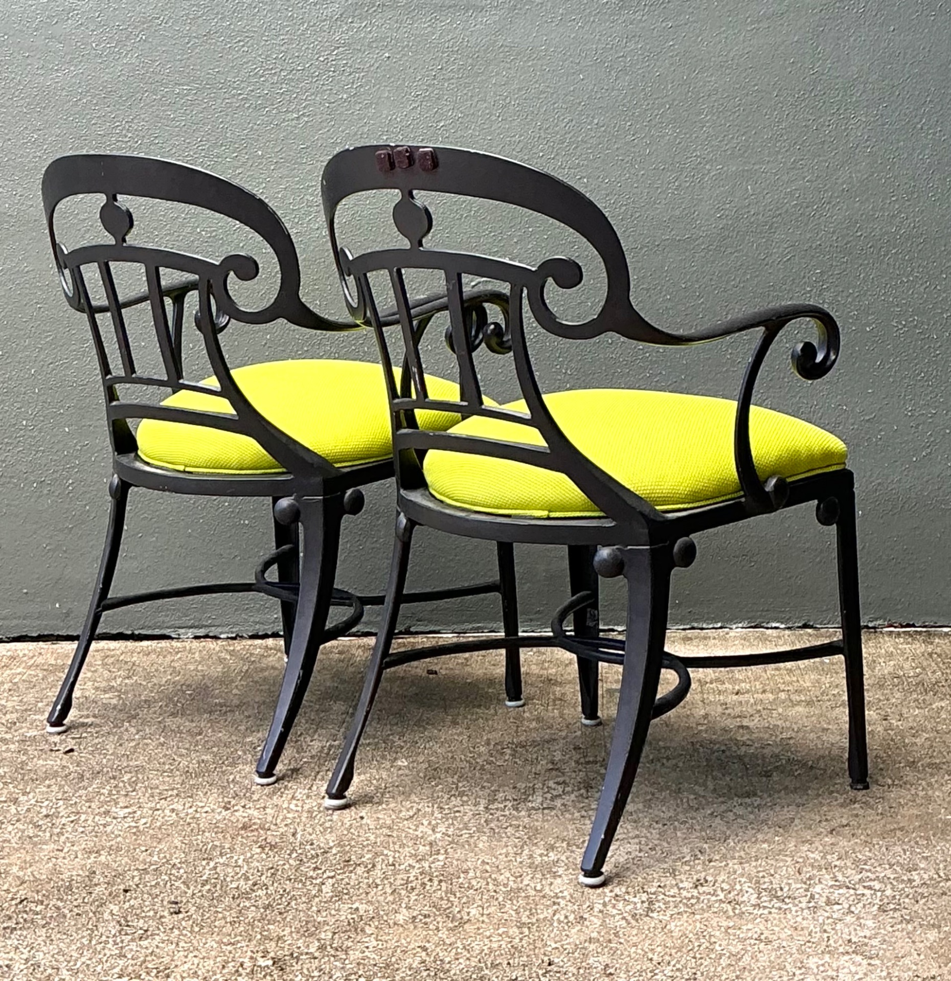 After Veneman Aluminum Armchairs In Ralph Lauren “Salt Marsh” - Pair - Detail view