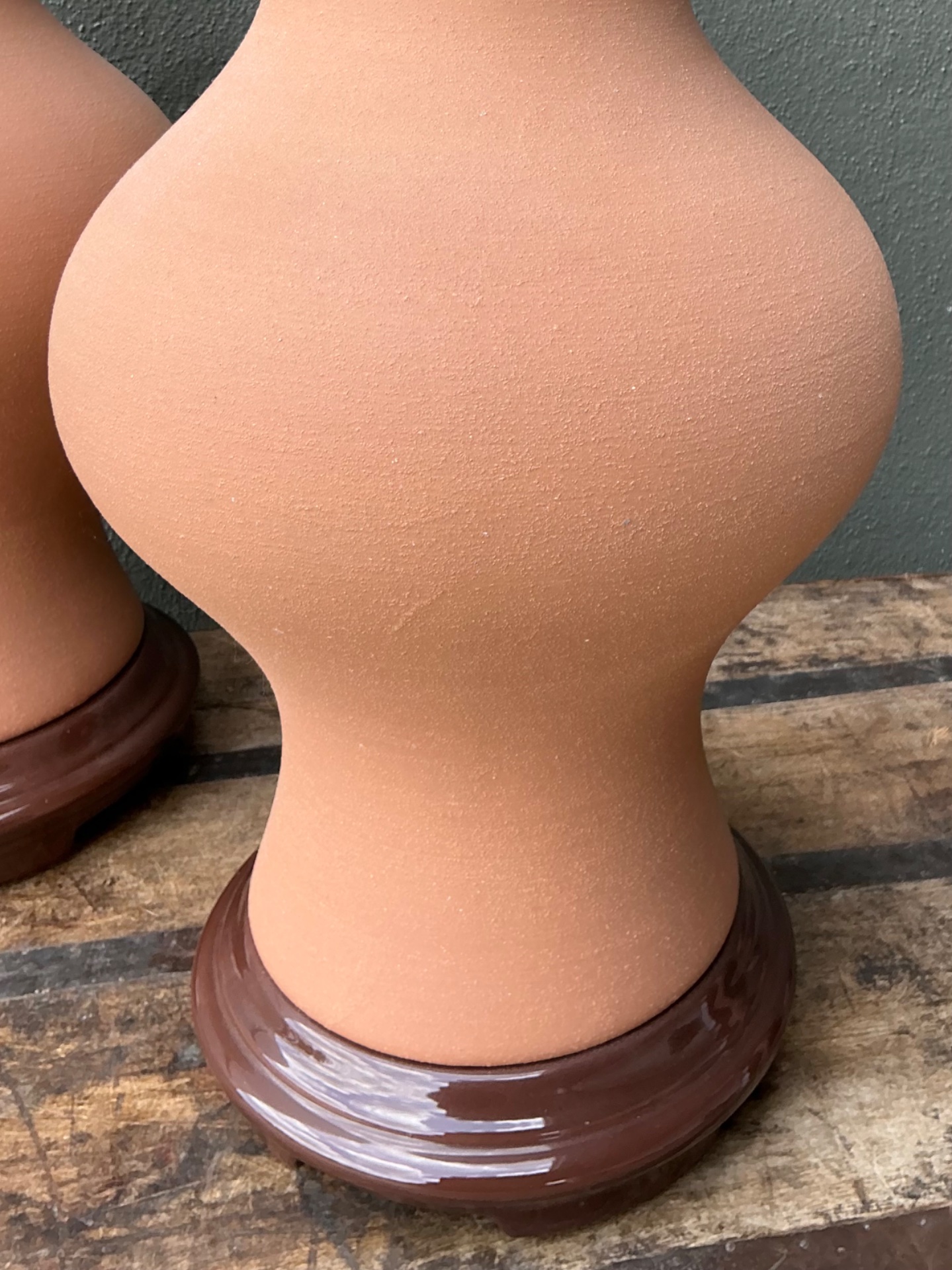 Vintage Terracotta Table Lamps - Pair - Back view