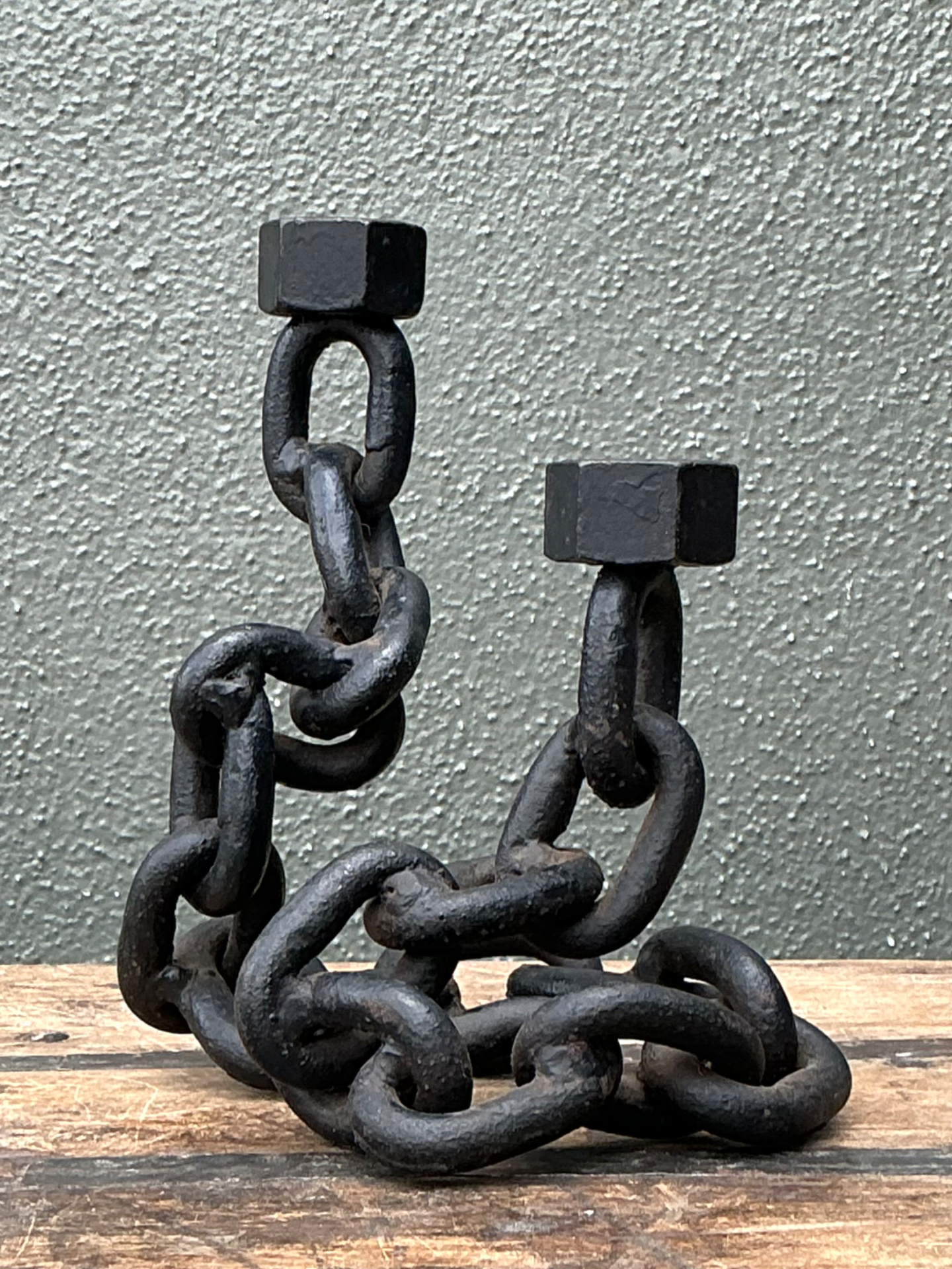 Vintage Iron Chain Link Candle Holder - Top view