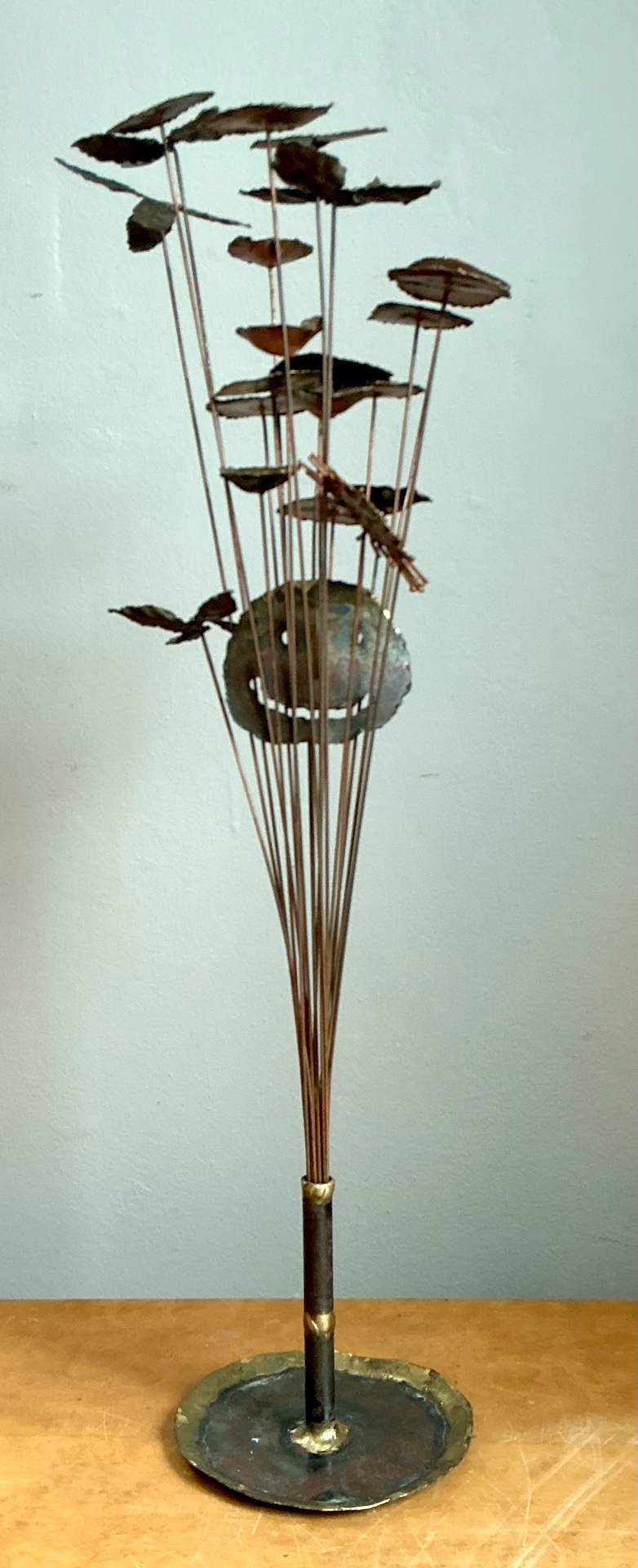 Vintage Brutalist Metal Flower Sculpture - Top view
