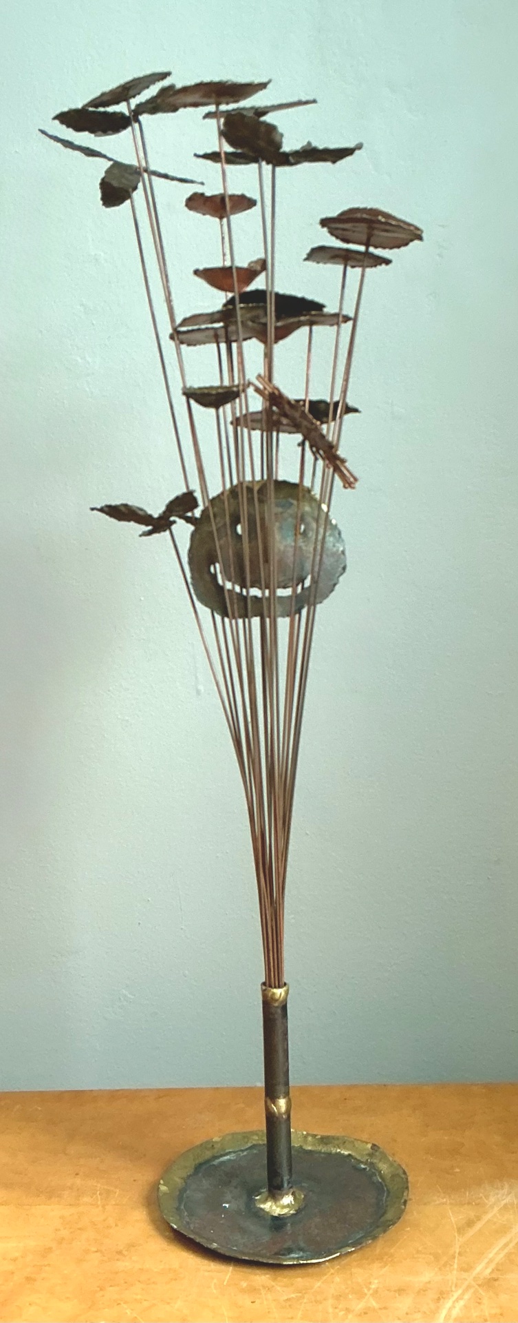 Vintage Brutalist Metal Flower Sculpture - Back view