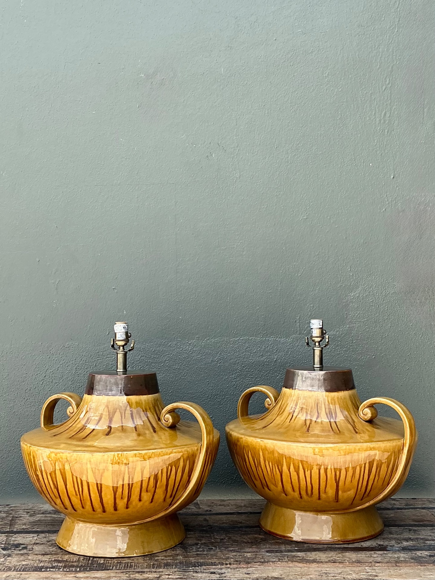Mid-Century Ceramic Table Lamps - Set of 2 - Top view