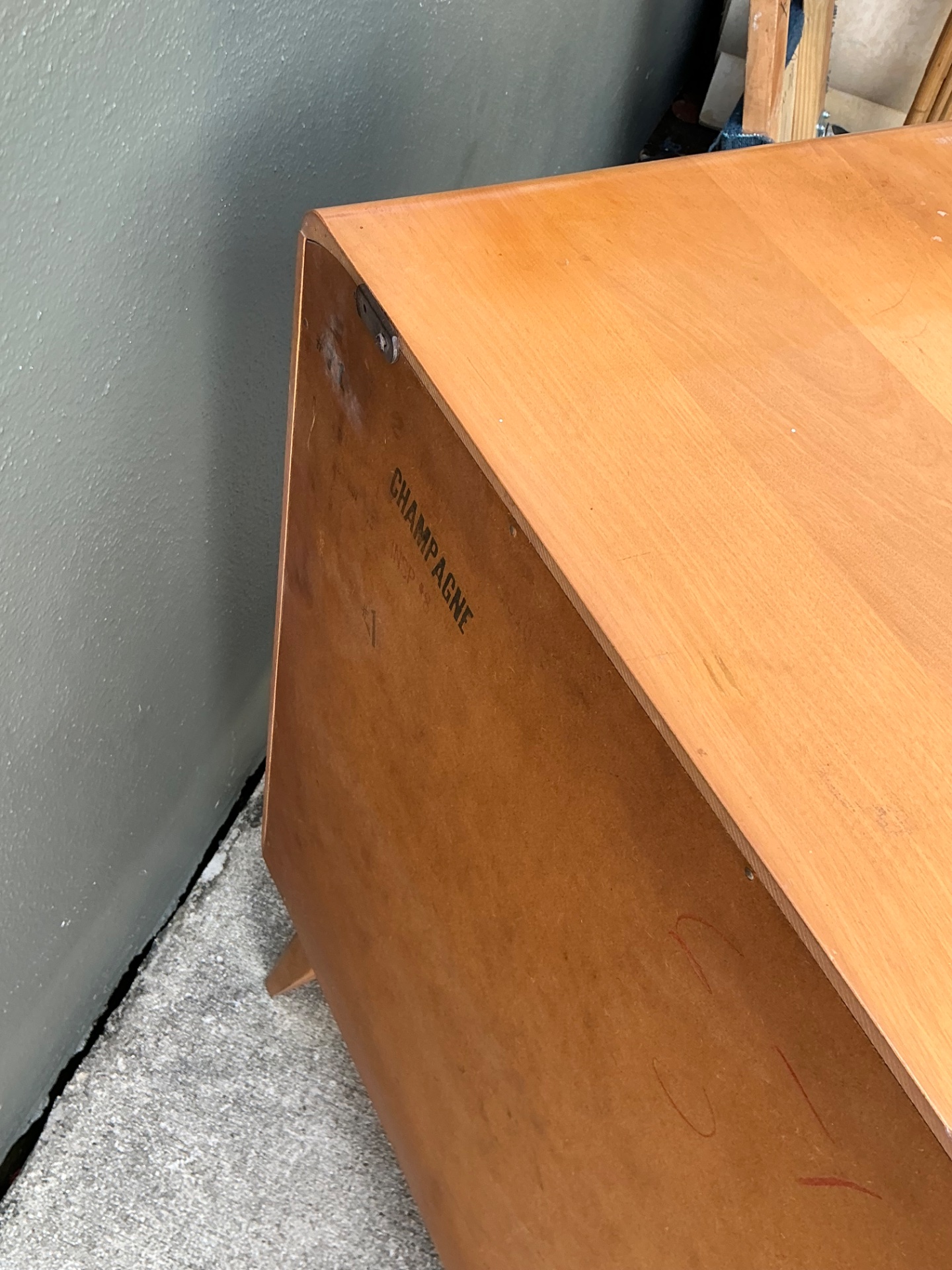 Mid-Century Heywood Wakefield Wood Credenza - Detail view