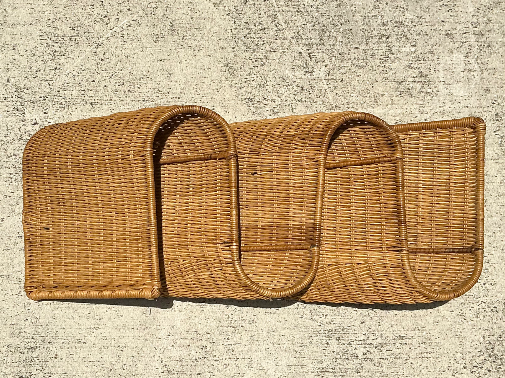 Vintage Woven Rattan Wall Sculpture - Top view