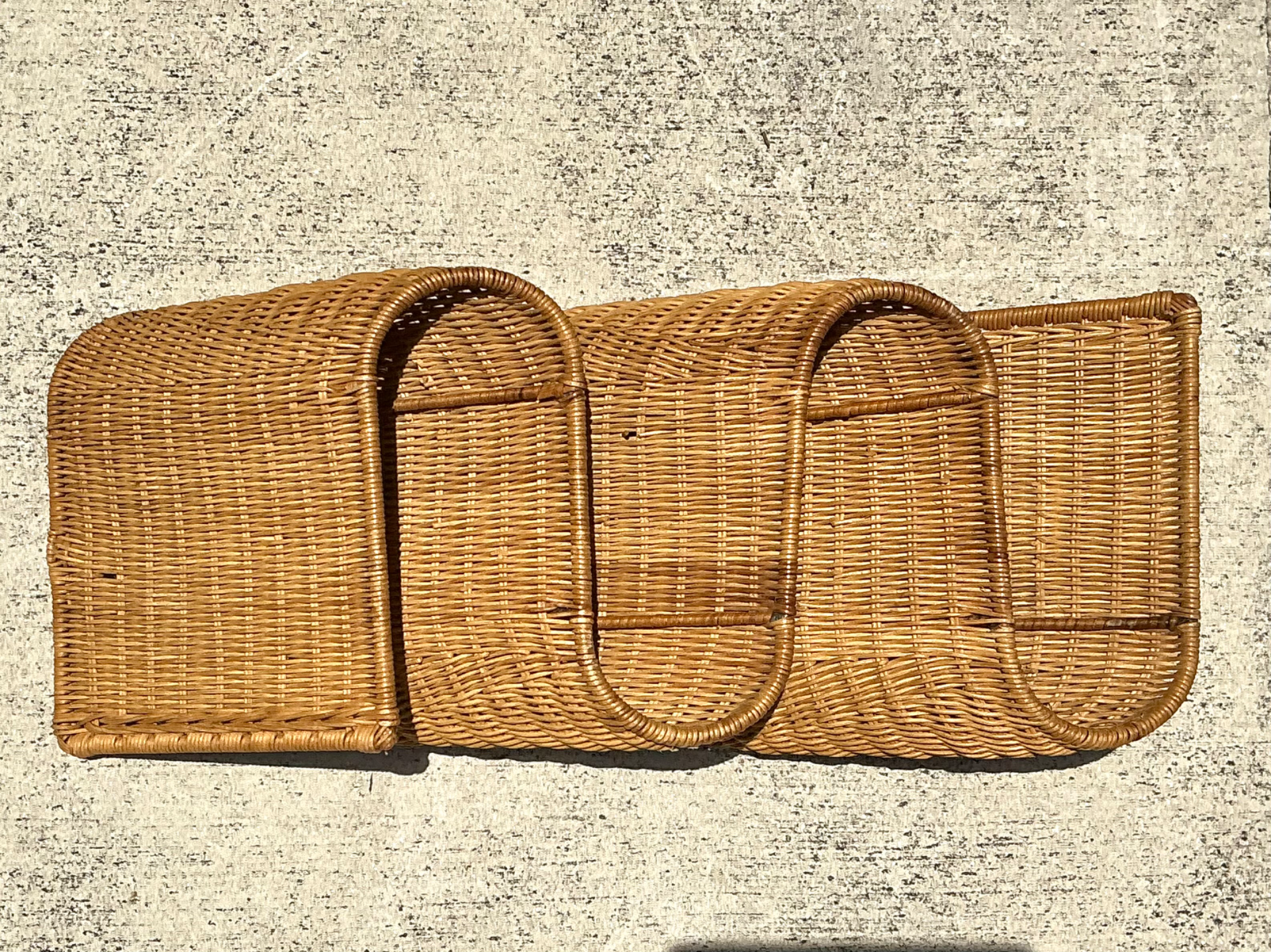 Vintage Woven Rattan Wall Sculpture - Side view