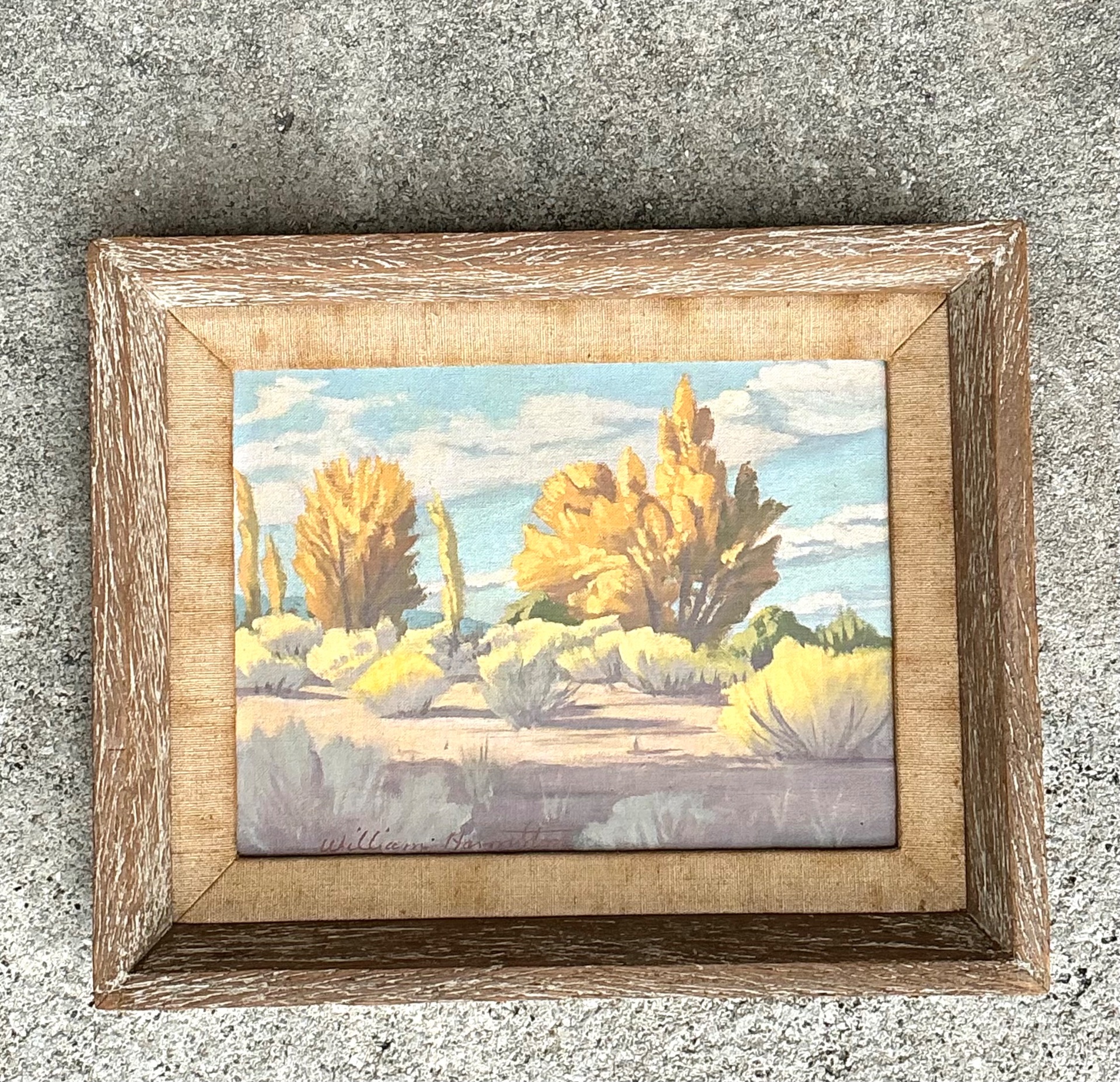 Vintage William Hamilton Landscape Oil Painting - Top view