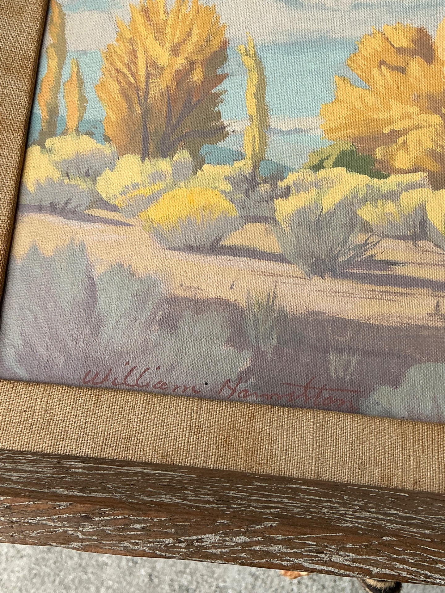 Vintage William Hamilton Landscape Oil Painting - Side view