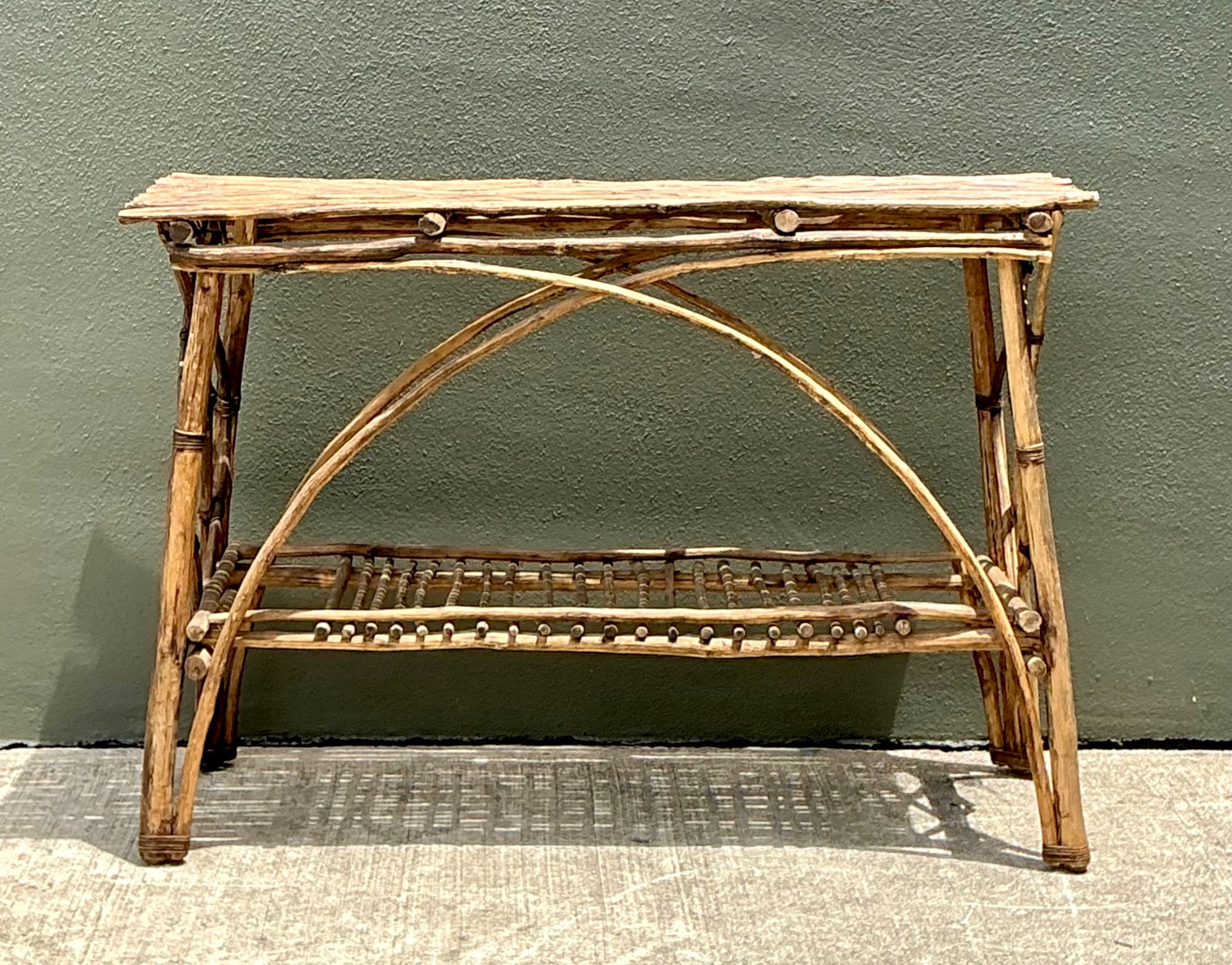 Vintage Adirondack Wood Console Table - Detail view