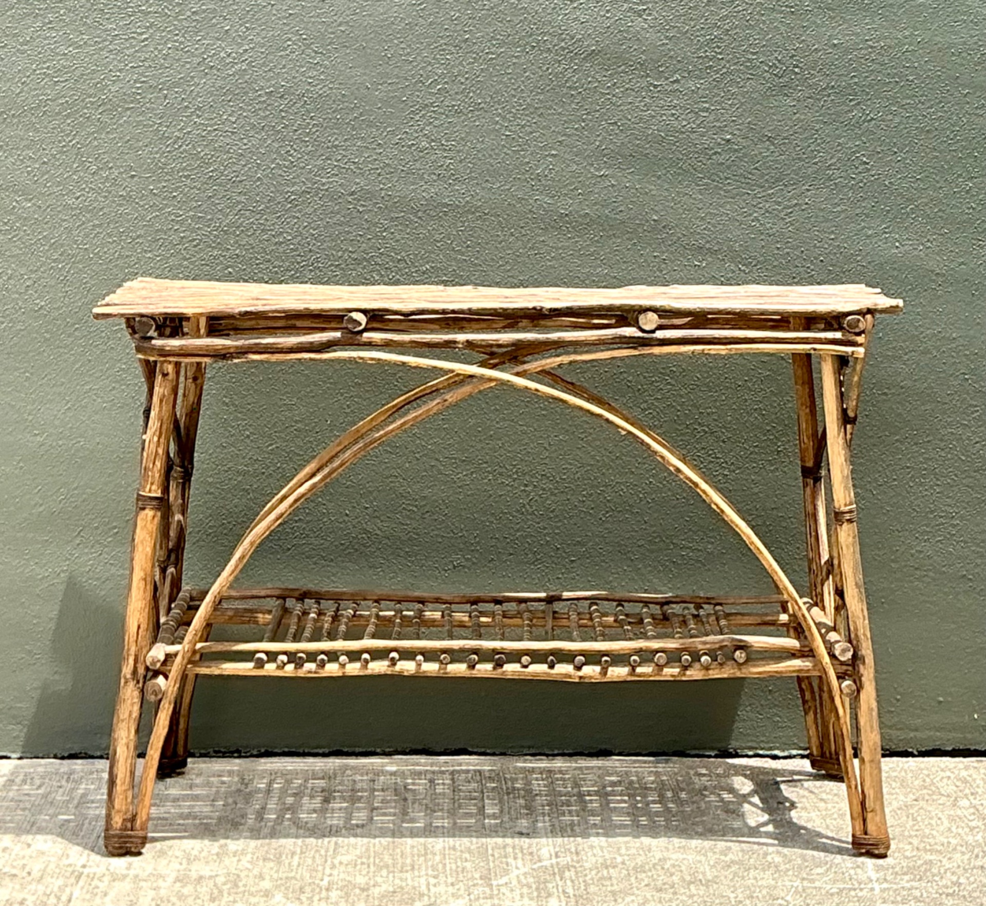 Vintage Adirondack Wood Console Table - Back view