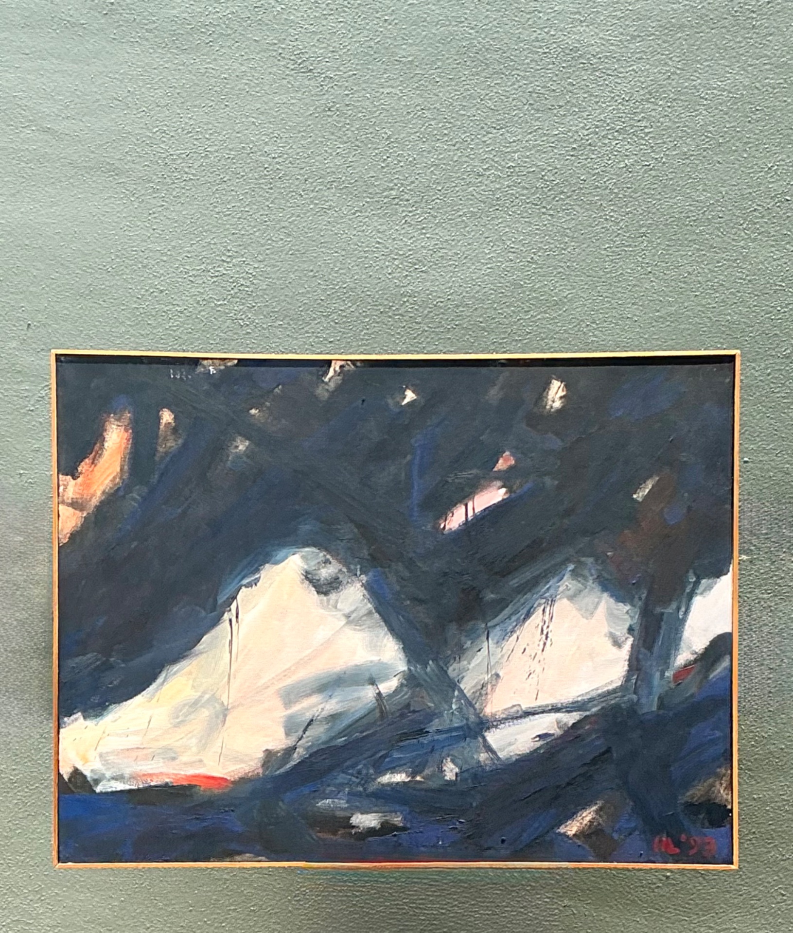 Vintage Abstract Oil Painting on Canvas - Detail view