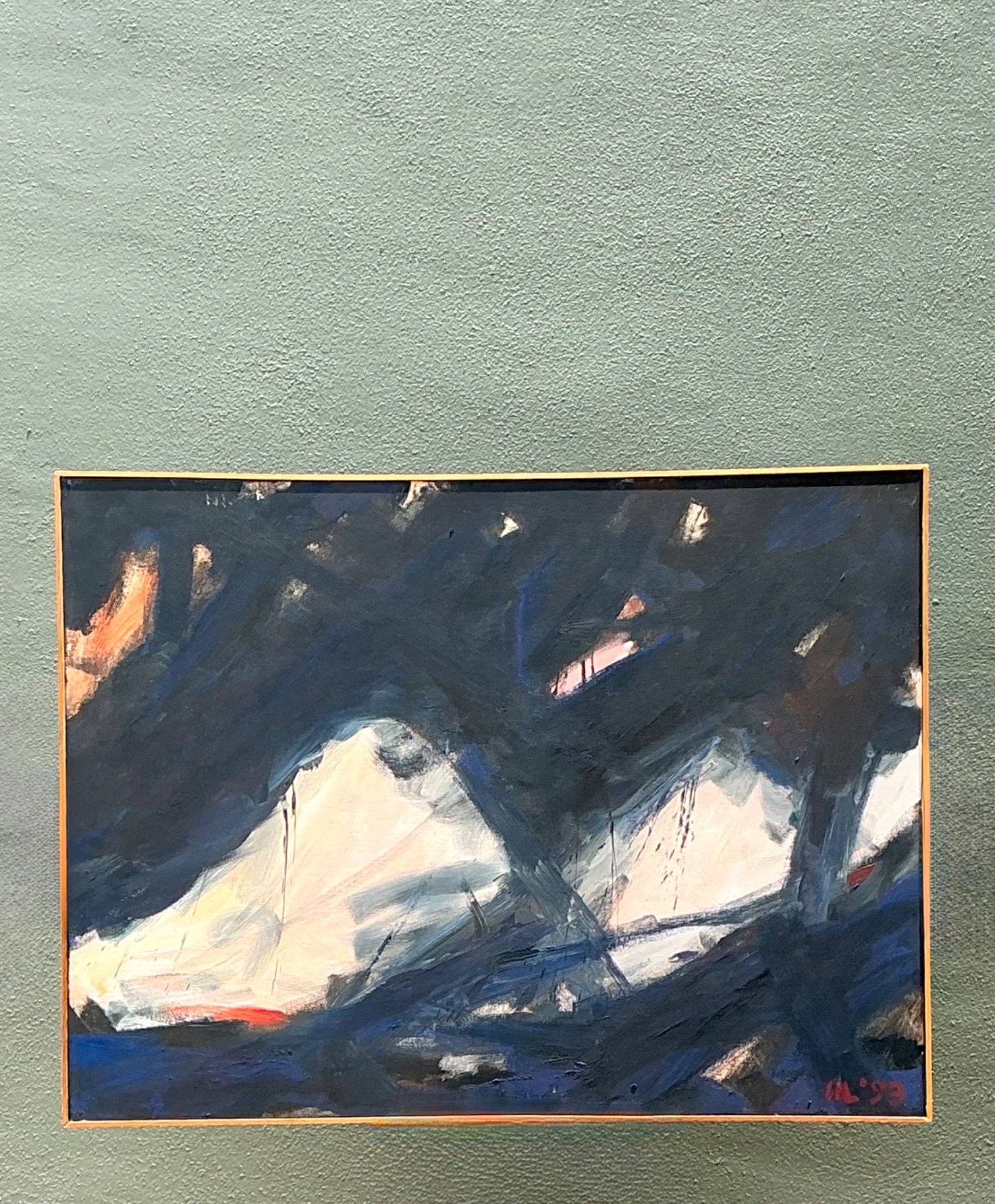 Vintage Abstract Oil Painting on Canvas - Top view