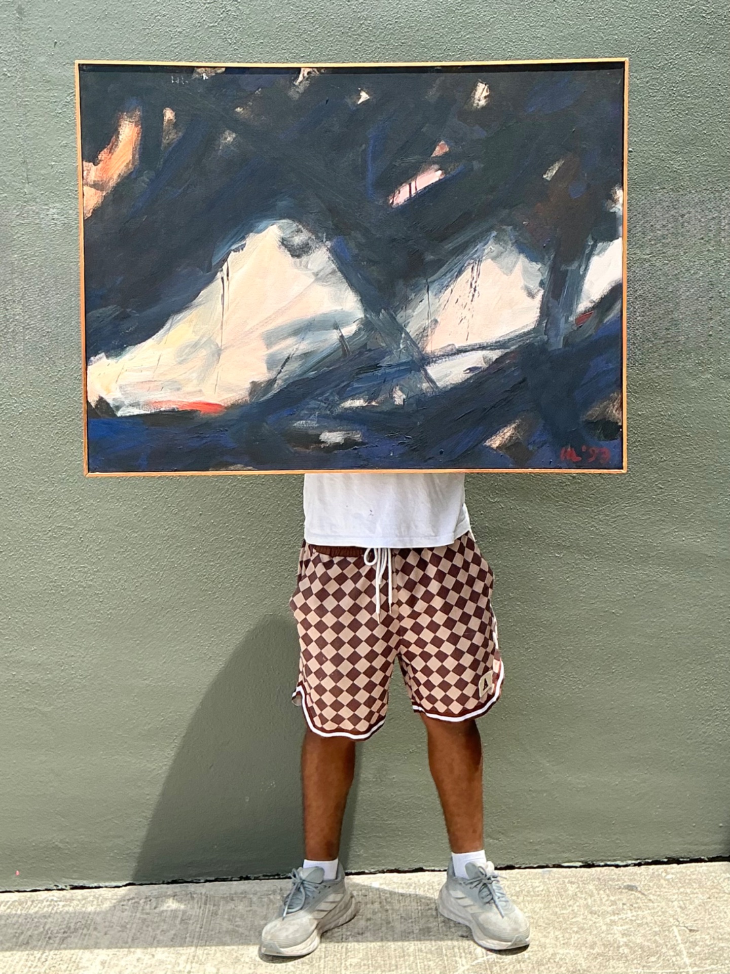 Vintage Abstract Oil Painting on Canvas - Side view