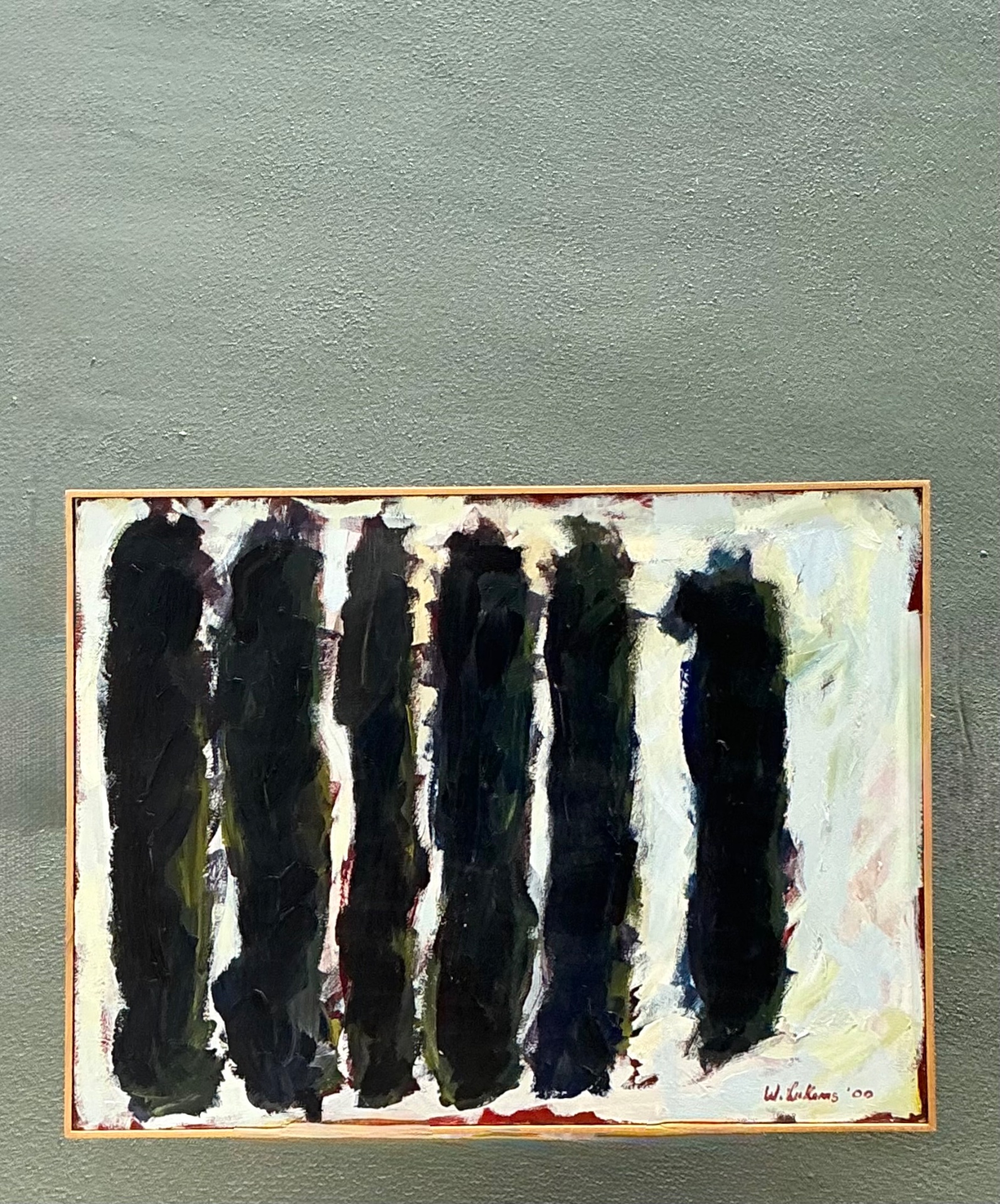 Vintage W. Lukens Abstract Oil Painting - Detail view