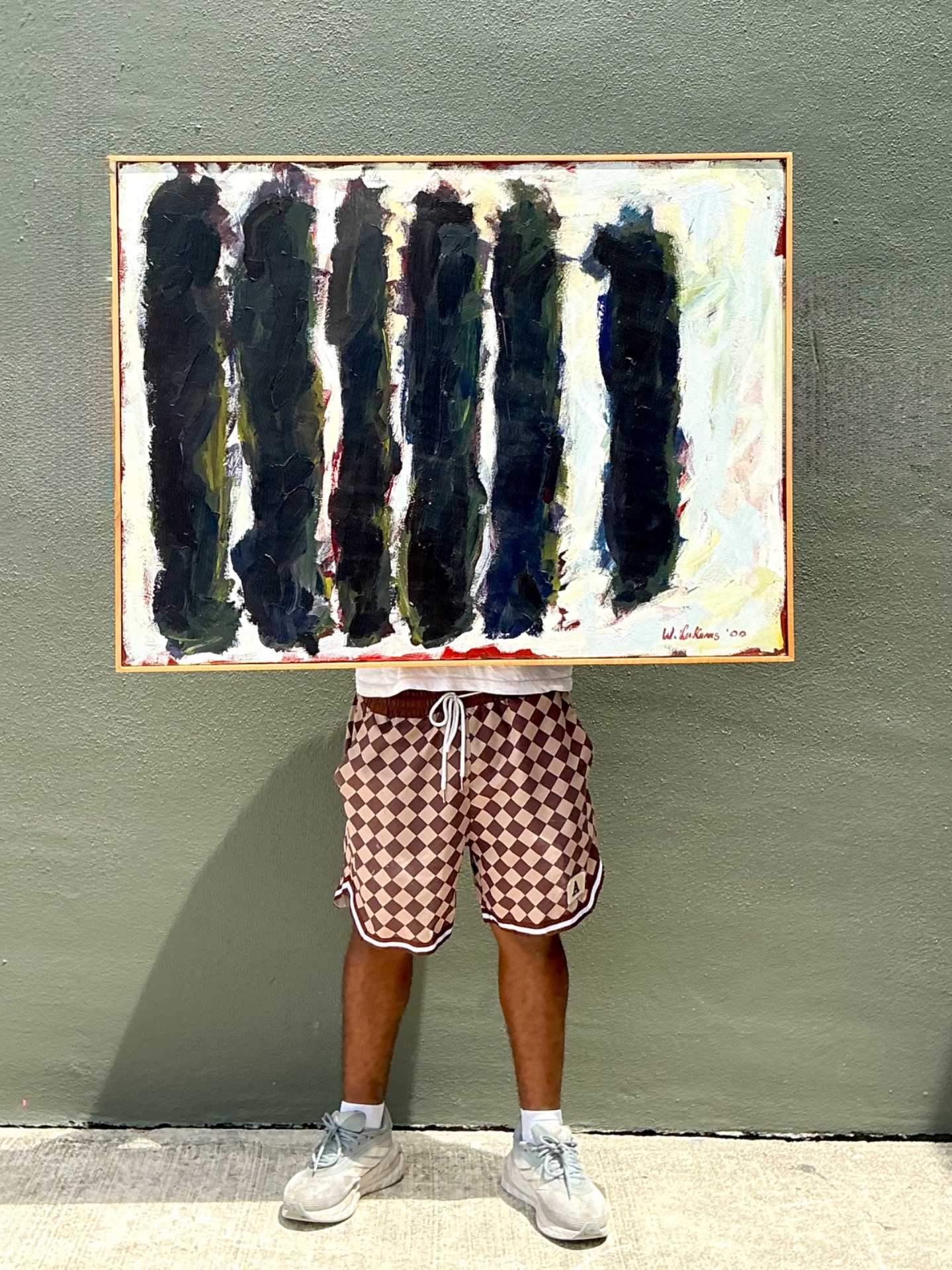 Vintage W. Lukens Abstract Oil Painting - Back view