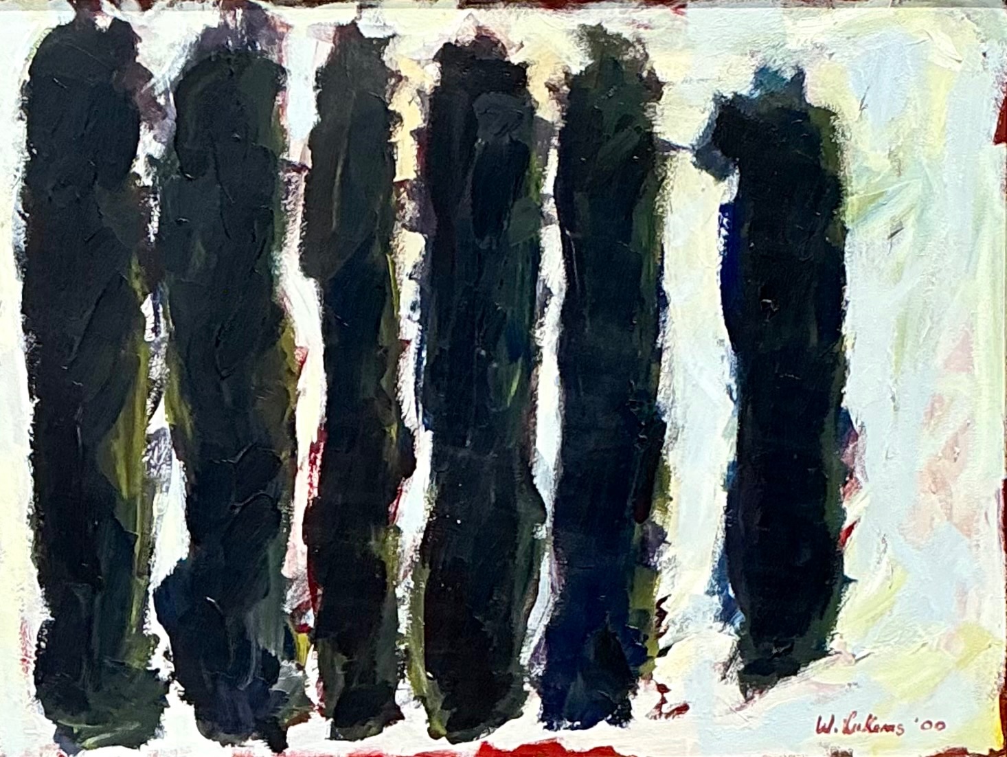 Vintage W. Lukens Abstract Oil Painting - Side view