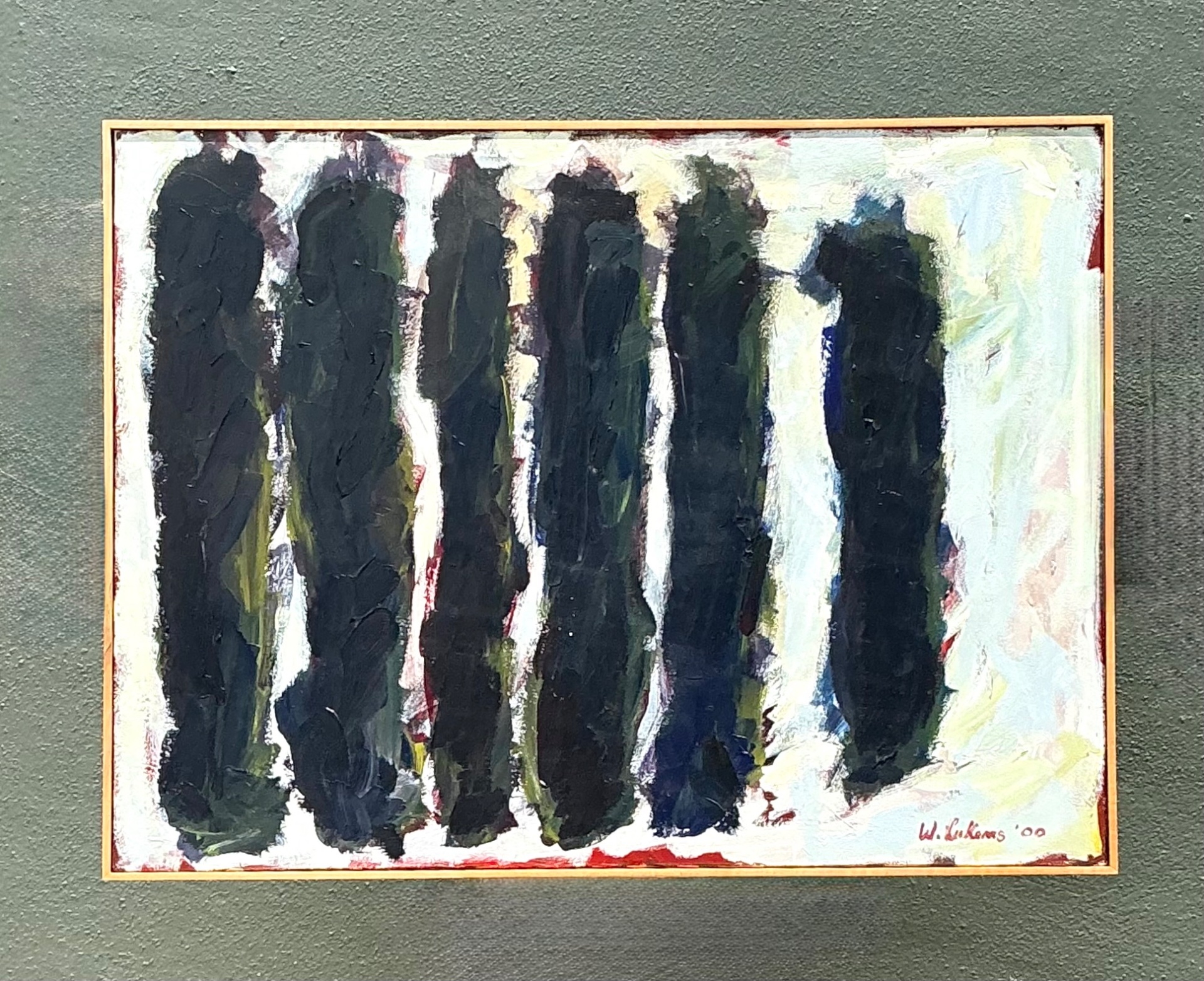 Vintage W. Lukens Abstract Oil Painting - Top view