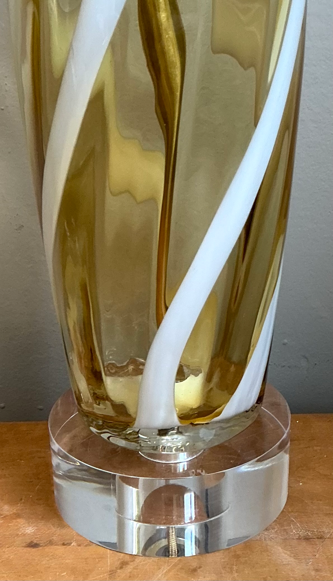 Vintage Murano Swirled Glass Table Lamp - Top view